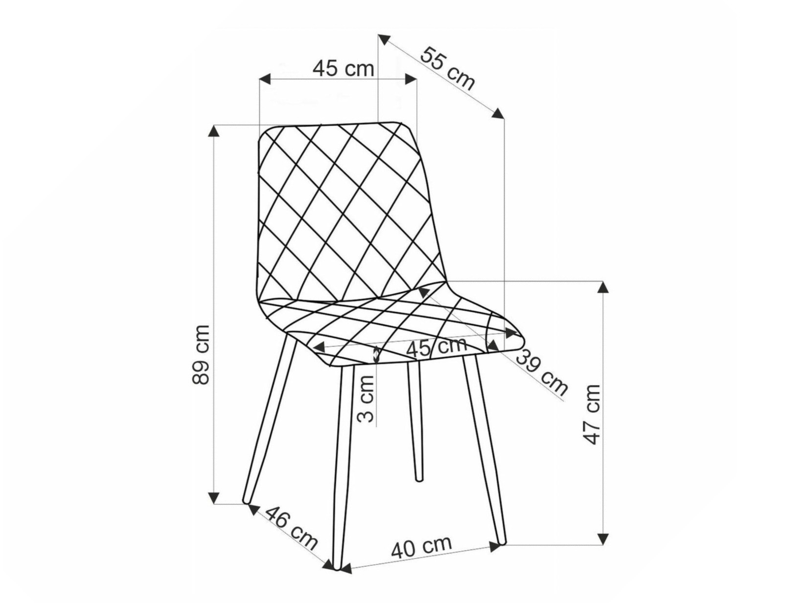 Chaise Houston 1731 (Gris + Noir)