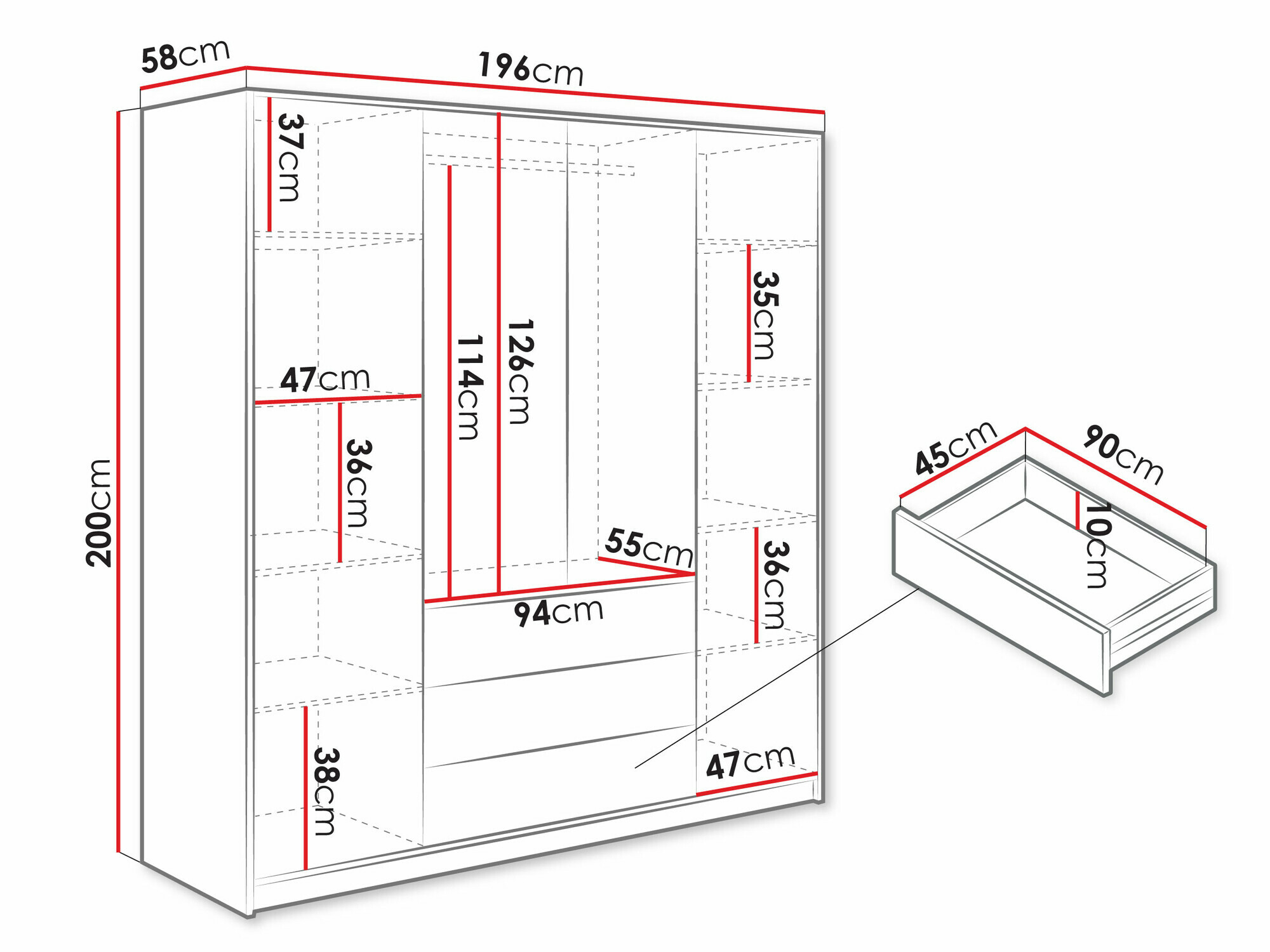 Armoire Collis II (Chêne wotan + Noir)