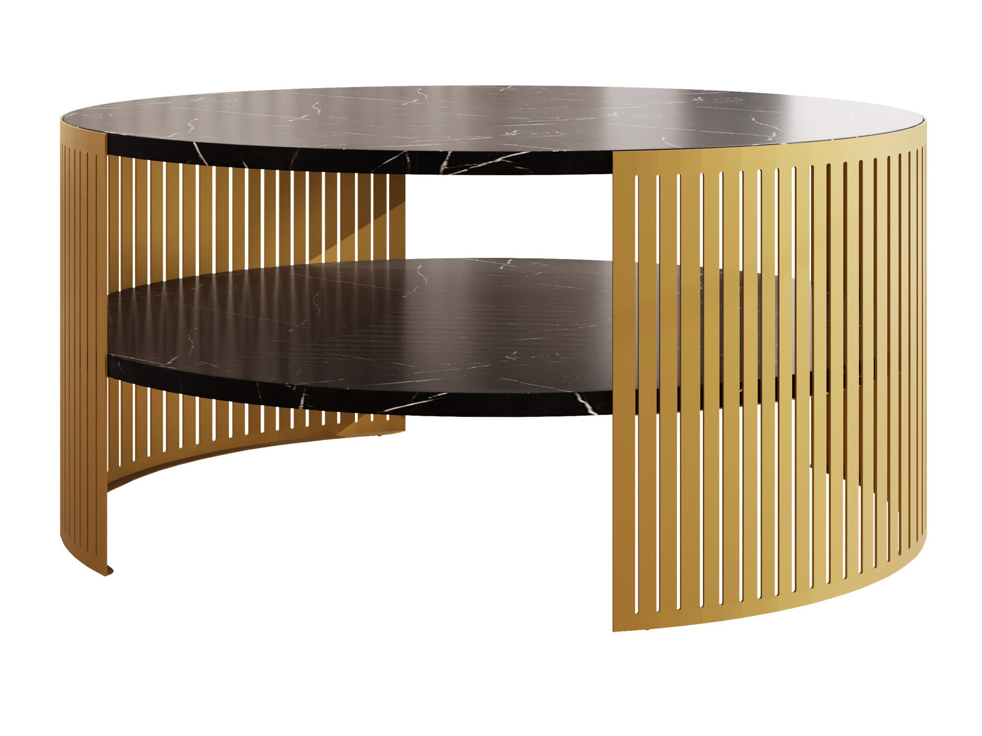 Table basse Civer I (Doré + Marbre noir)