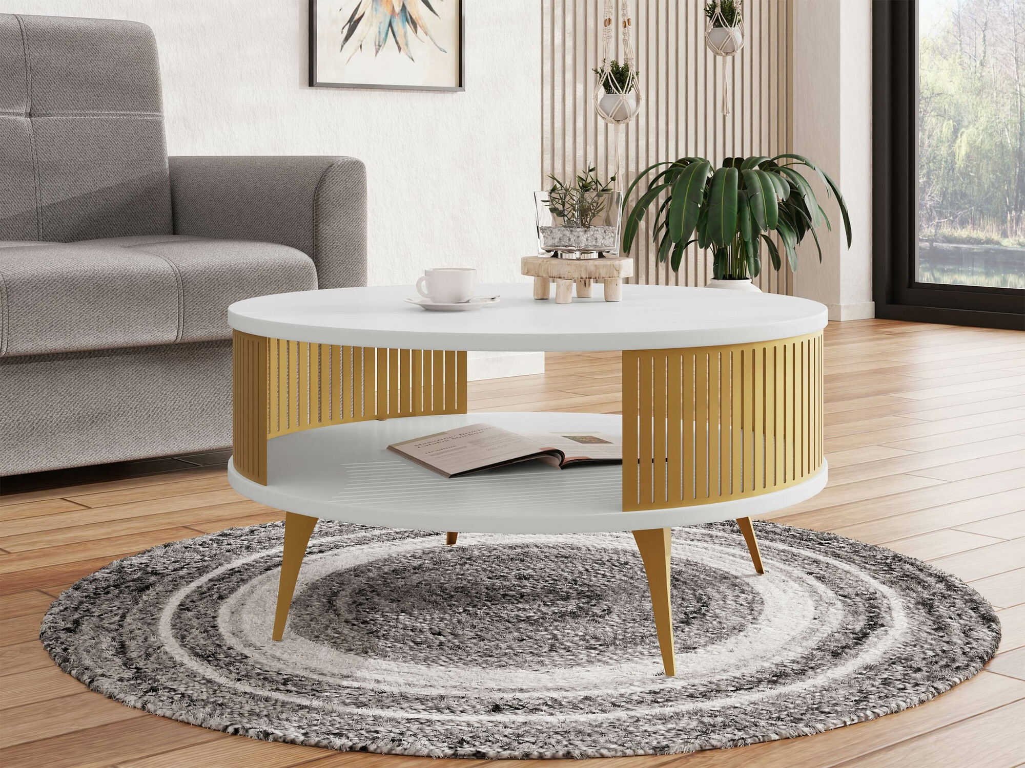 Table basse Sordore 101 (Doré + Blanc)