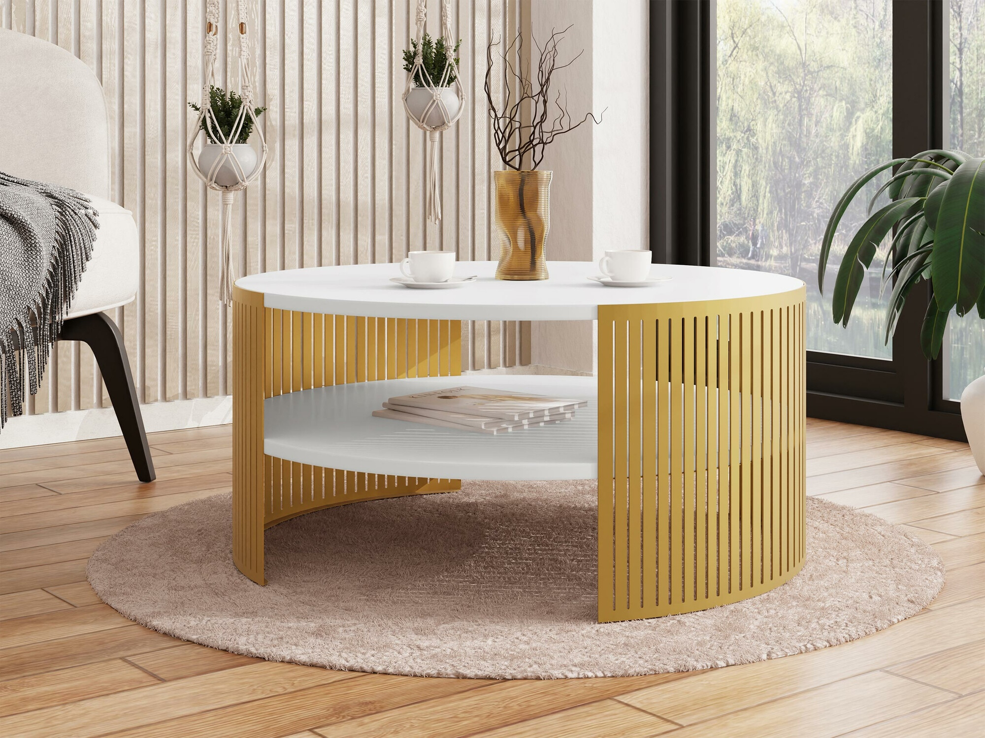 Table basse Sordore 103 (Doré + Blanc)