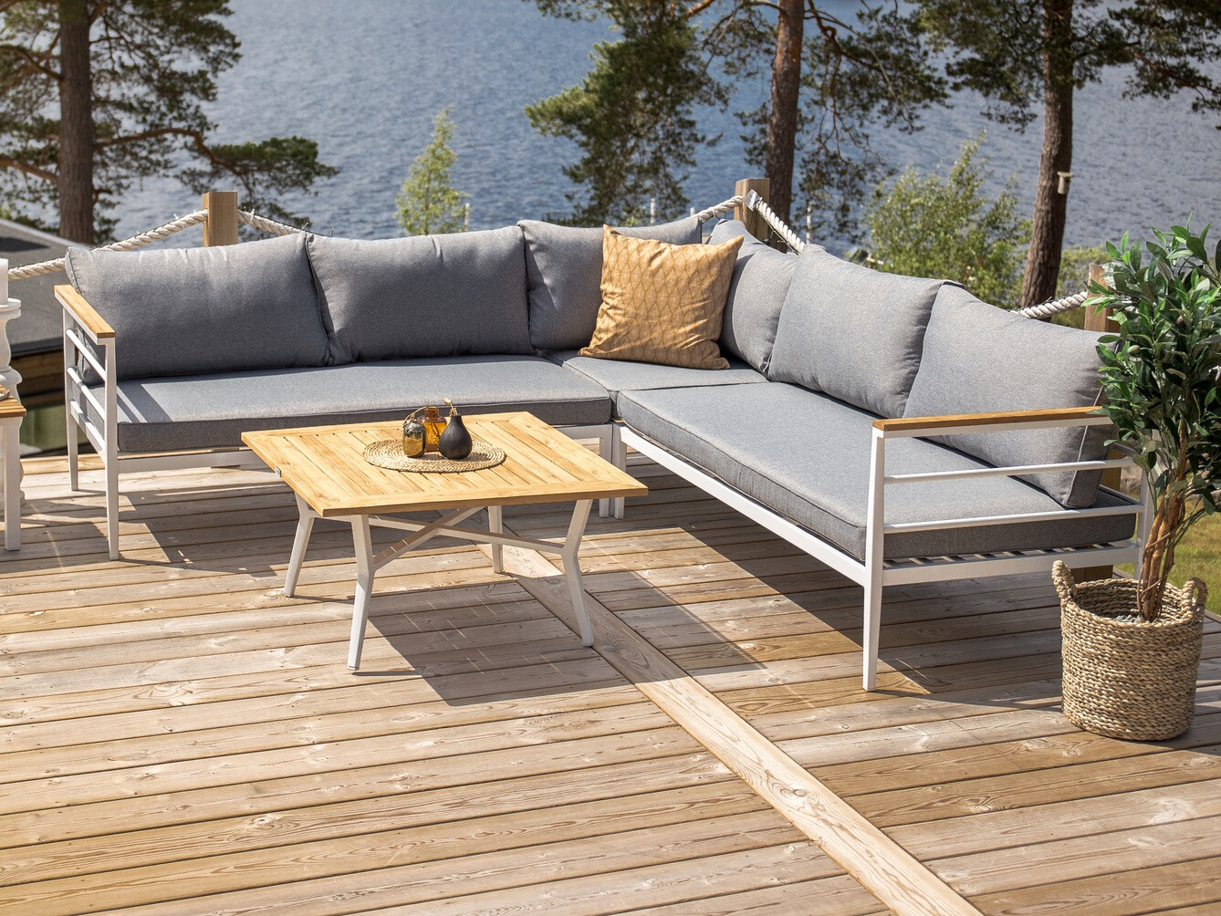Ensemble de mobilier de jardin Dallas 525 (Blanc + Gris)
