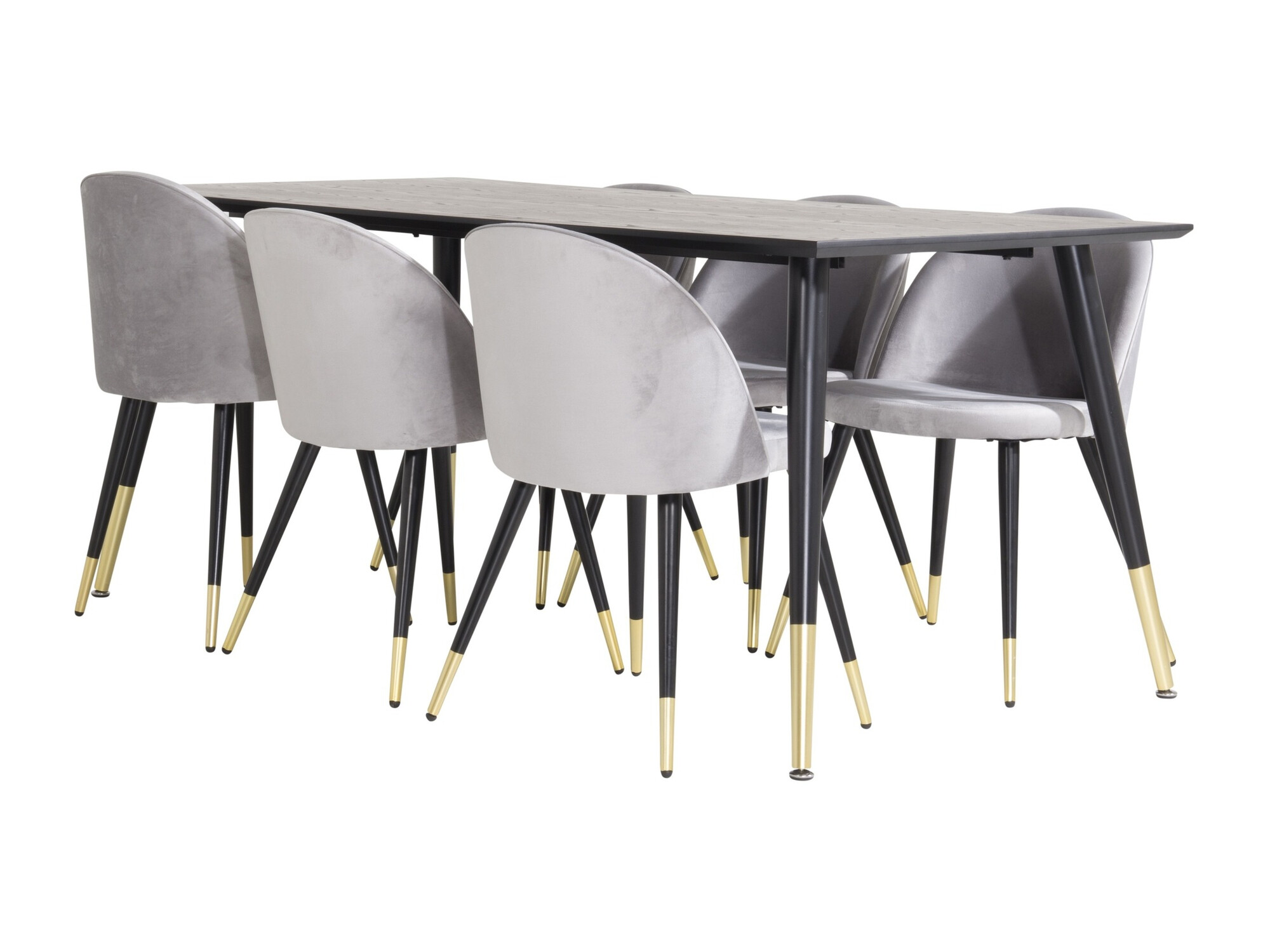 Salle à manger complète Dallas 346 (Gris + Noir)