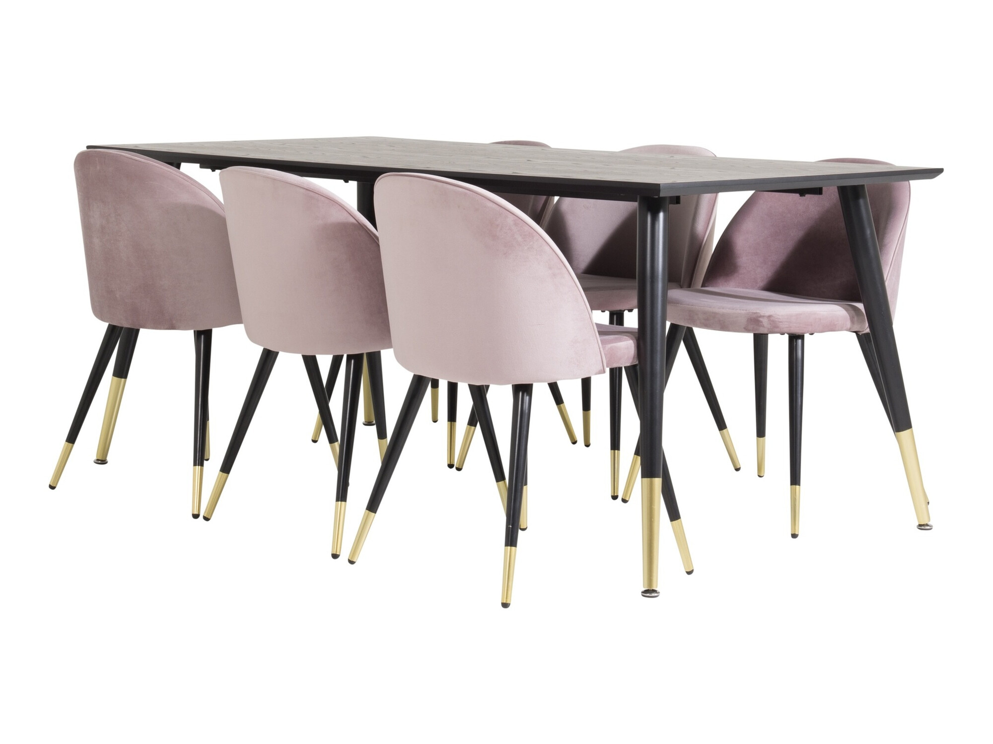 Salle à manger complète Dallas 346 (Rose + Noir)