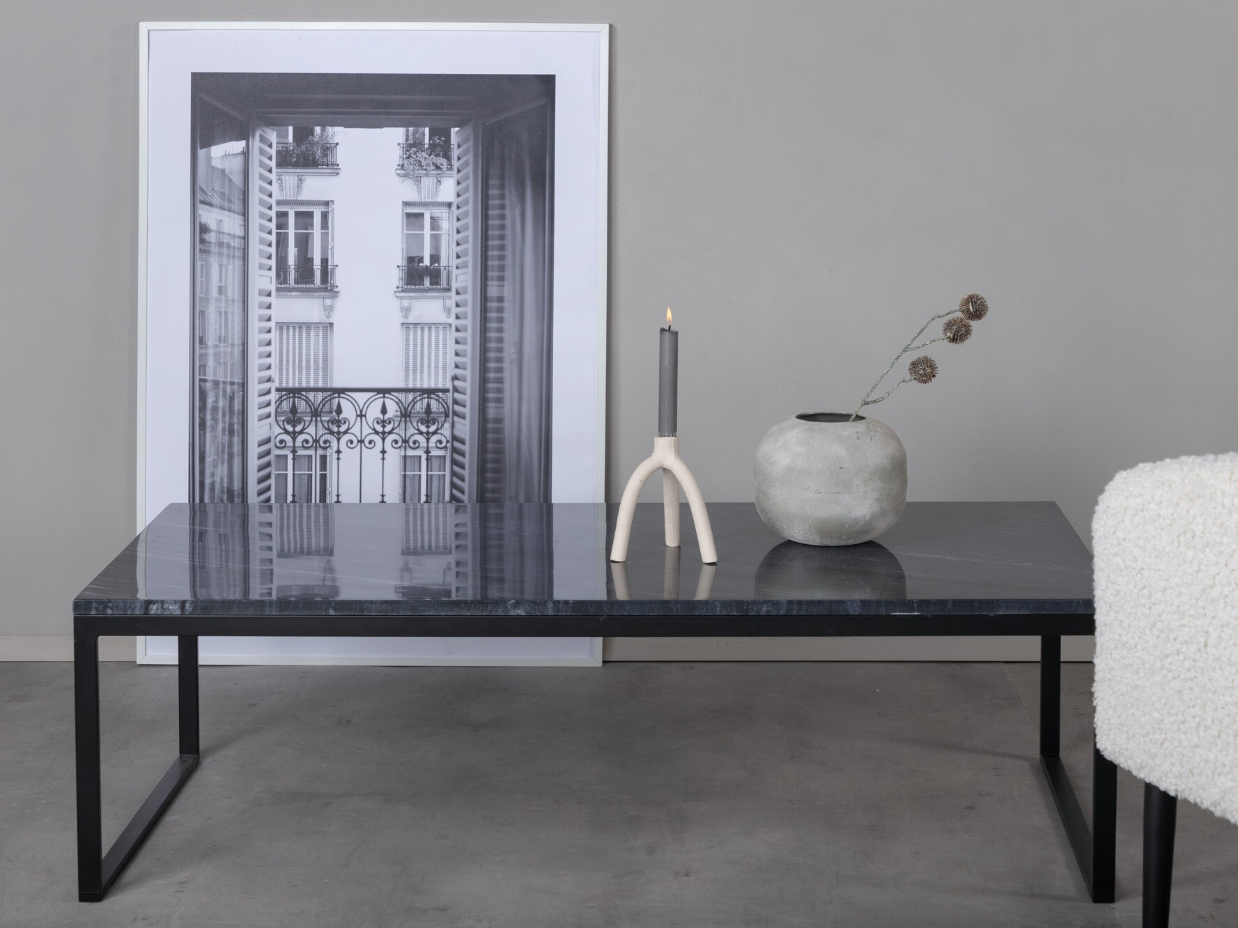 Table basse Dallas 179 (Marbre gris + Noir)