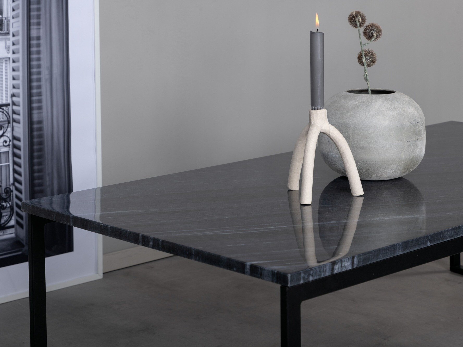 Table basse Dallas 179 (Marbre gris + Noir)