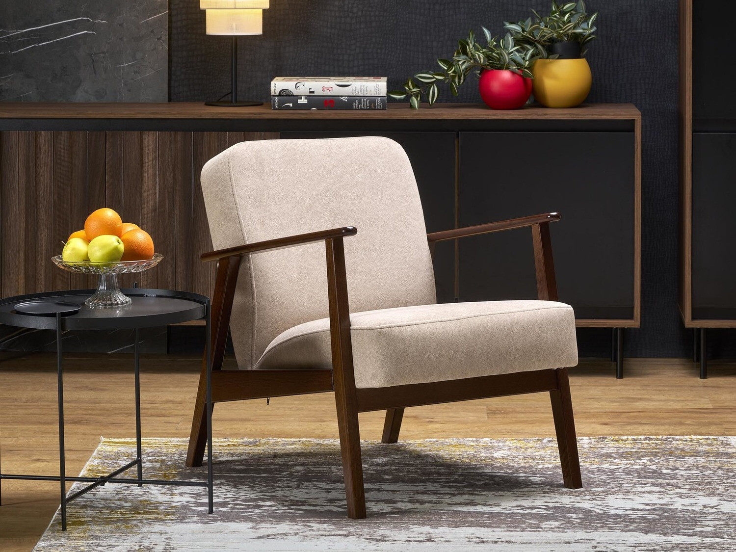 Fauteuil Houston 2116 (Beige + Noyer)