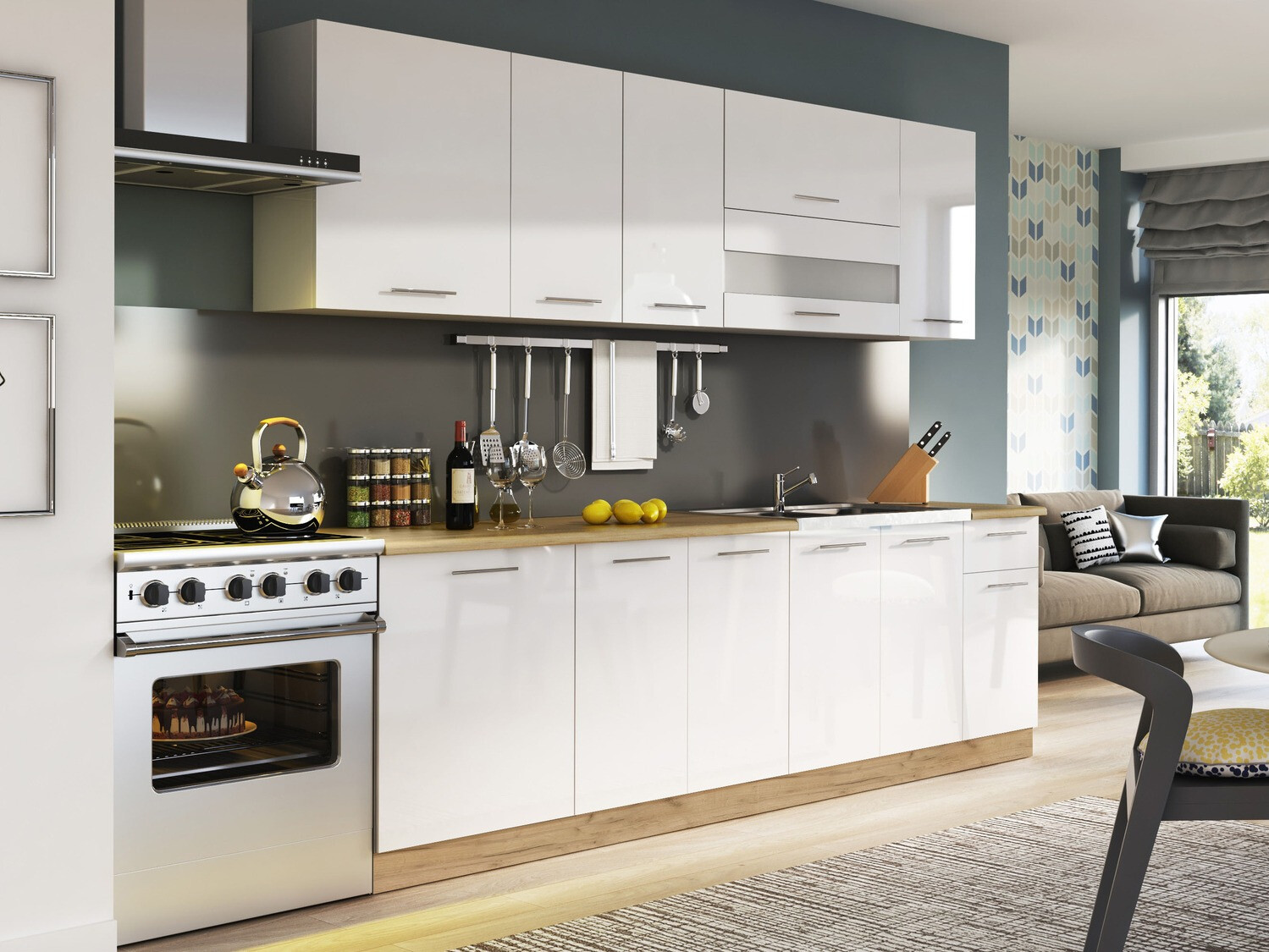 Armoire modulaire pour évier avec portes Tiffa White 134