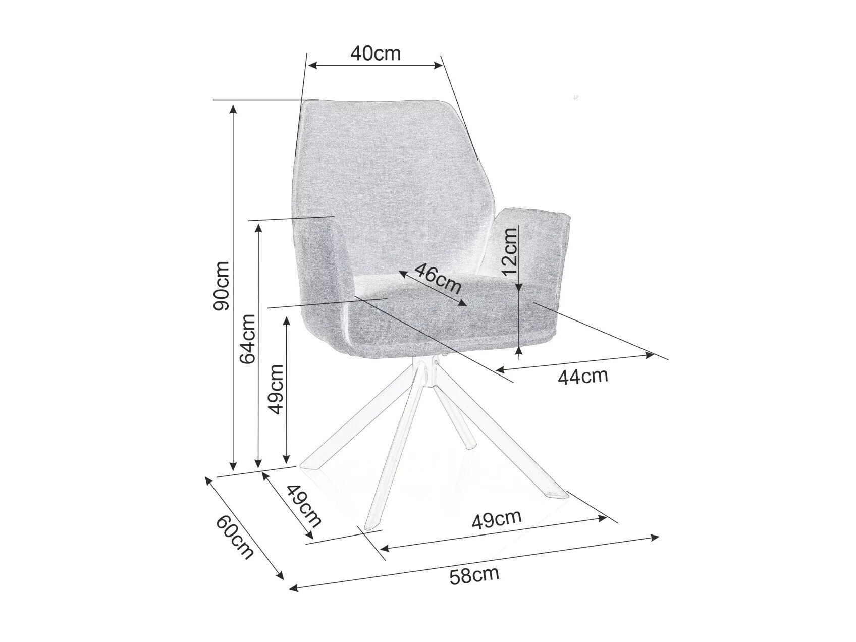 Chaise Detroit 423 (Gris foncé)
