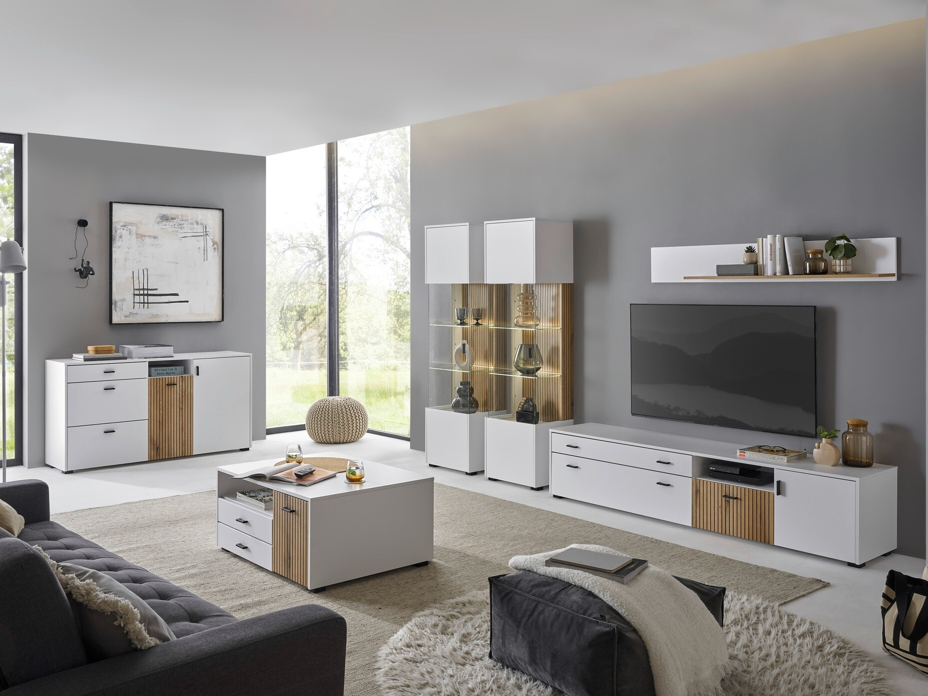 Commode Belmelu 107 (Blanc + Chêne)