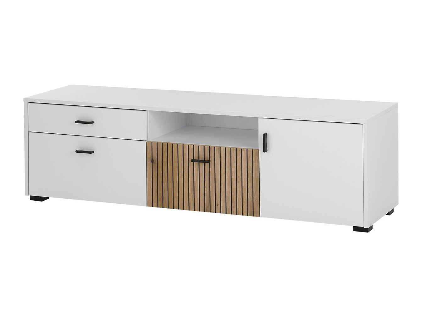 Meuble TV Belmelu 105 (Blanc + Chêne)