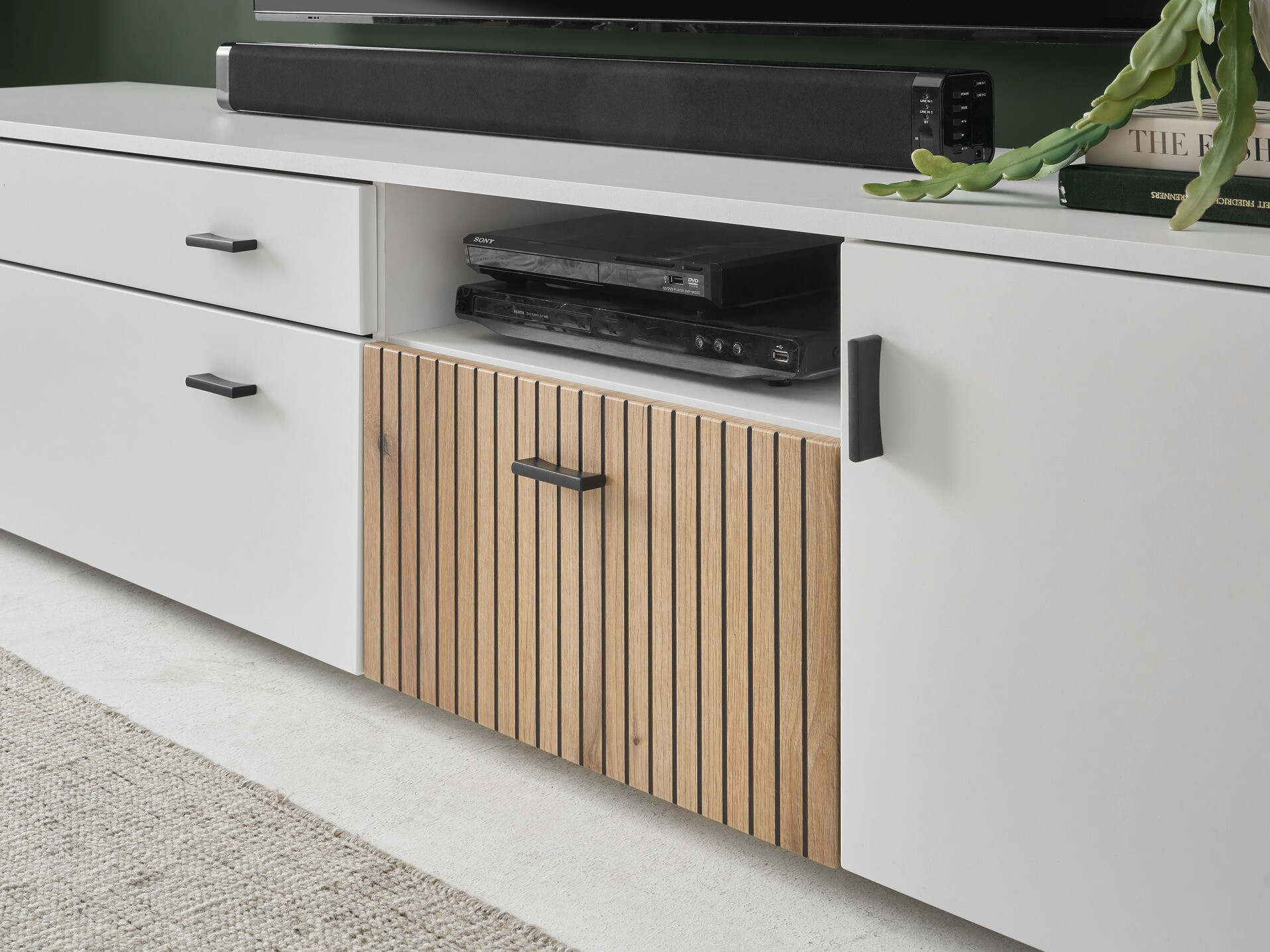 Meuble TV Belmelu 106 (Blanc + Chêne)