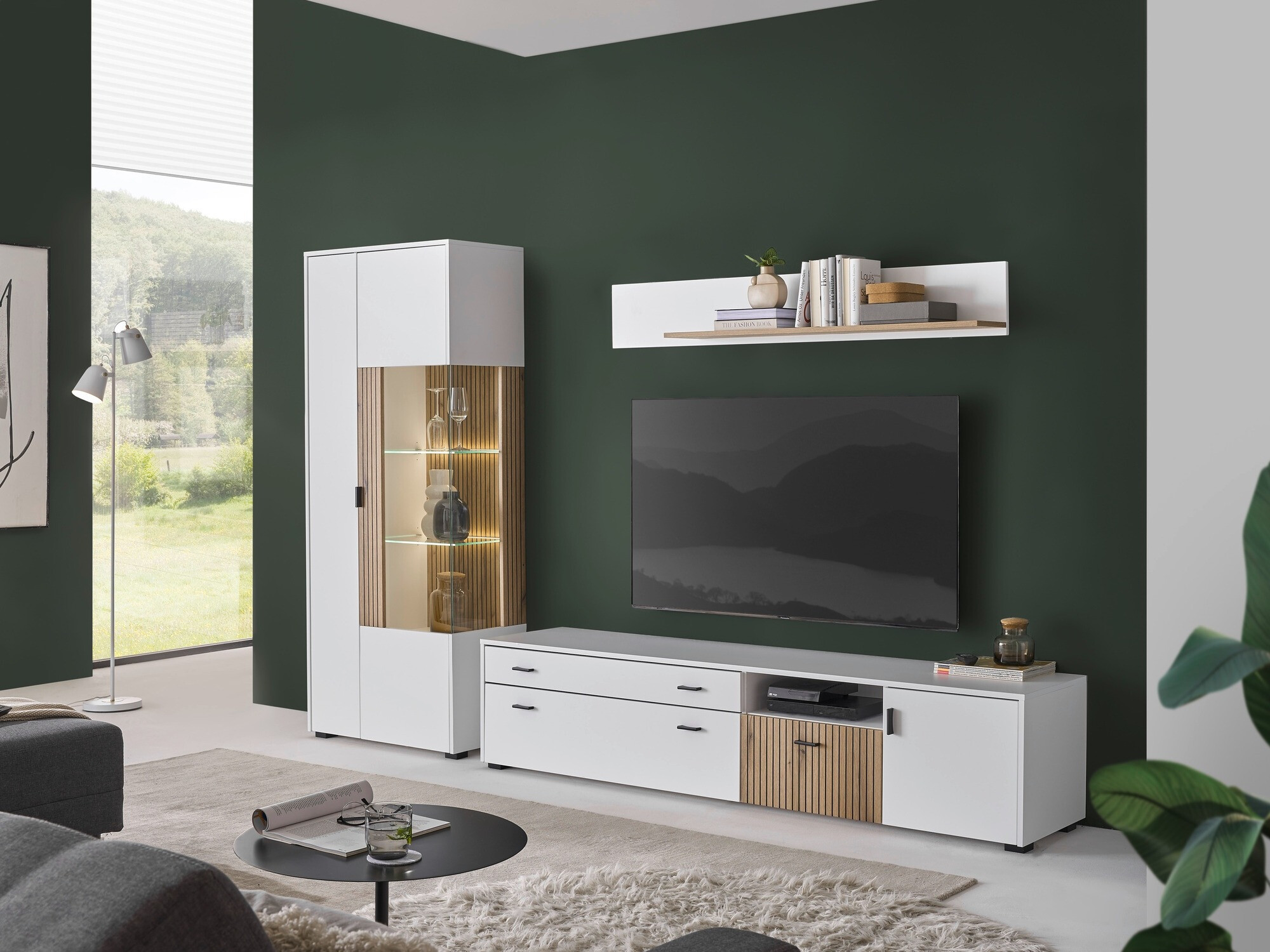 Meuble TV Belmelu 106 (Blanc + Chêne)