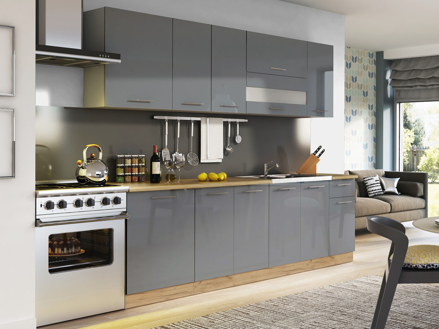 Armoire modulaire pour évier avec portes Tiffa Grey 125