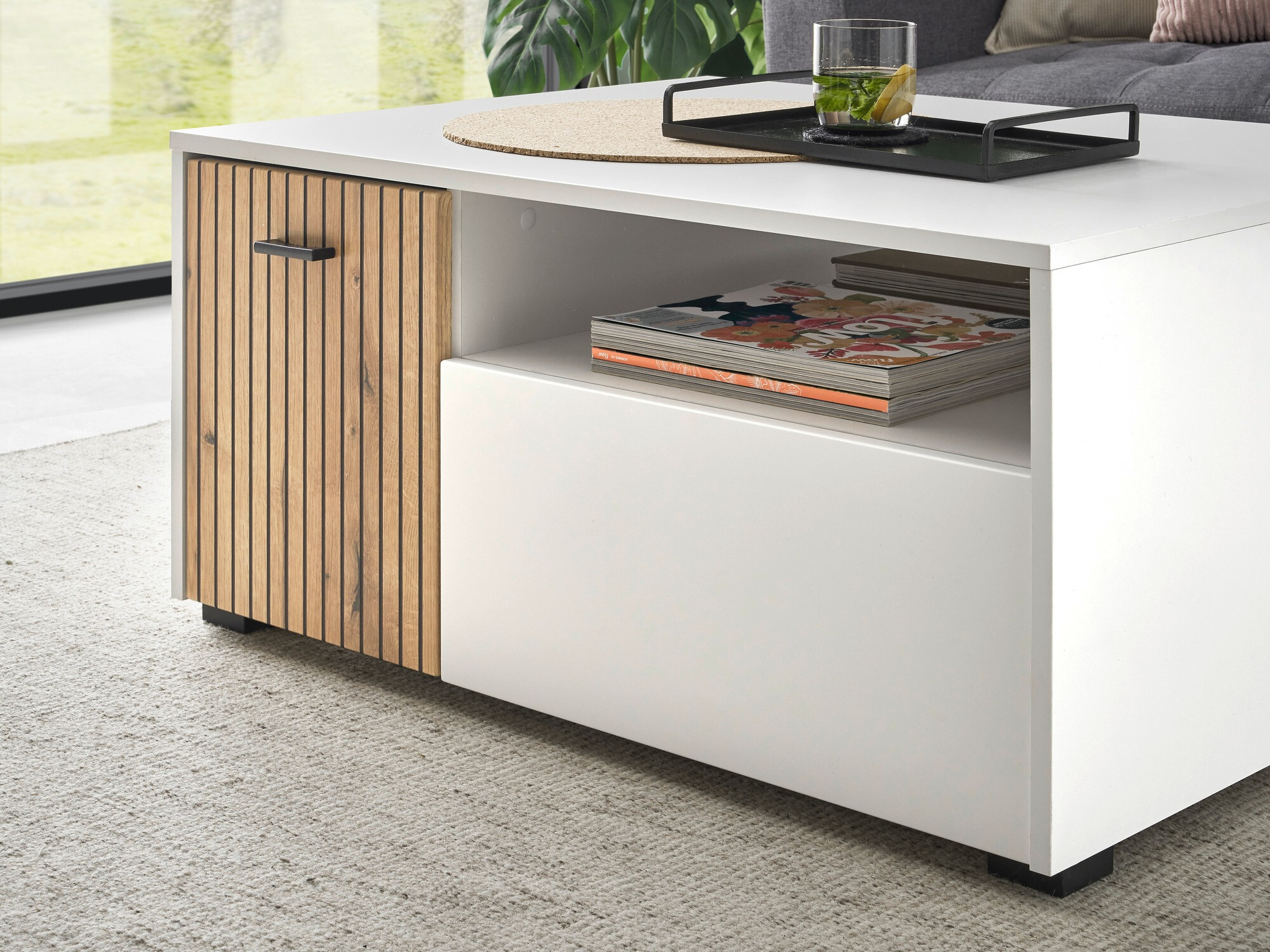 Table basse Belmelu 109 (Blanc + Chêne)