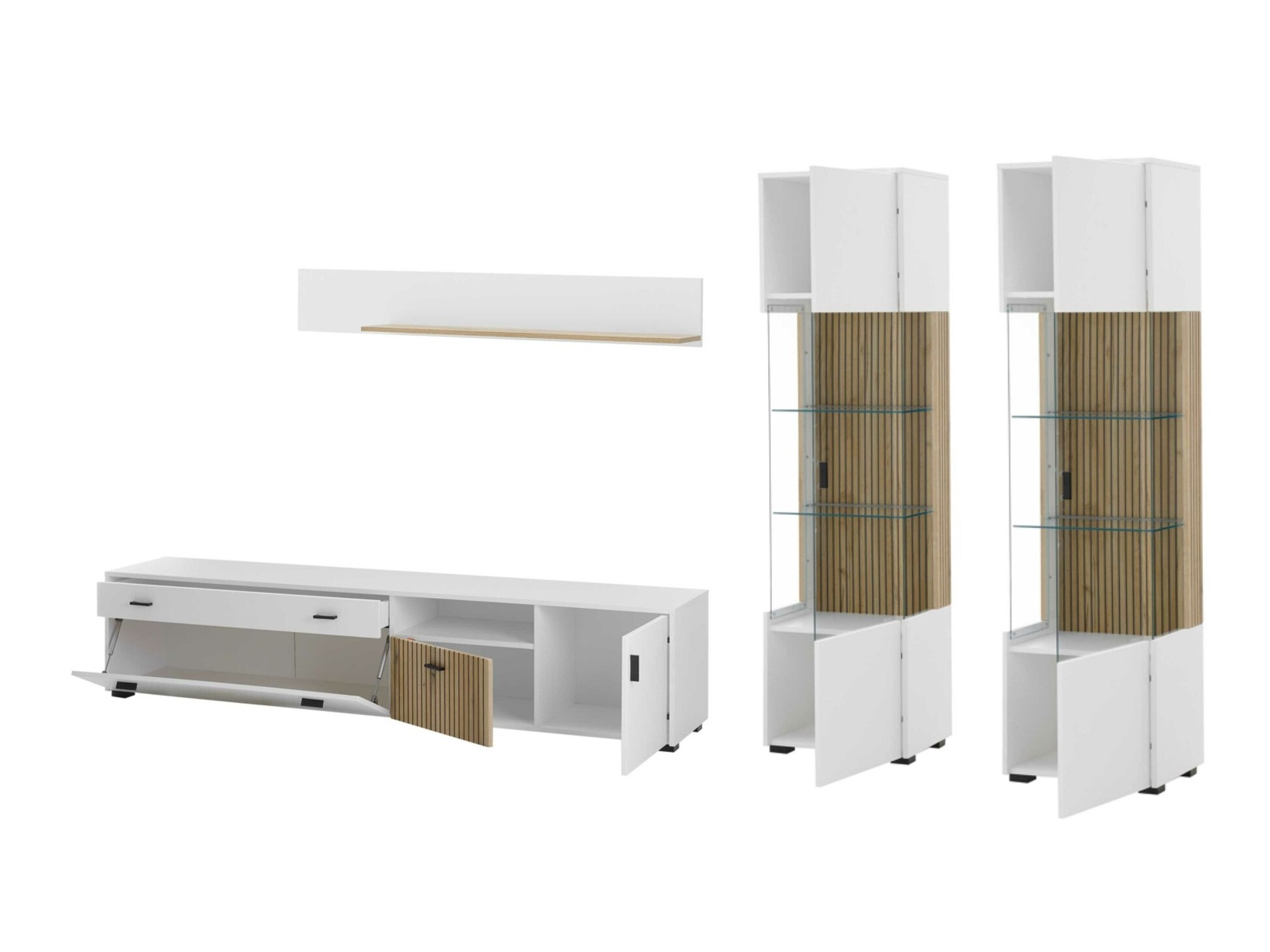 Ensemble de salon Belmelu 117 (Blanc + Chêne)