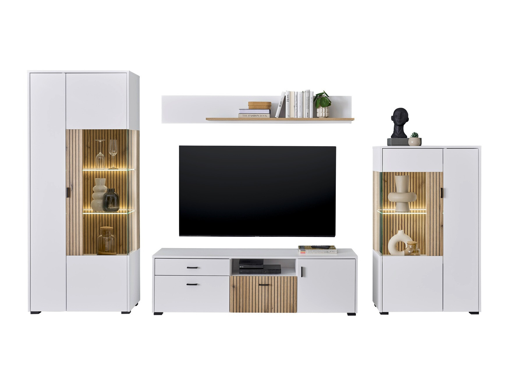 Ensemble de salon Belmelu 118 (Blanc + Chêne)