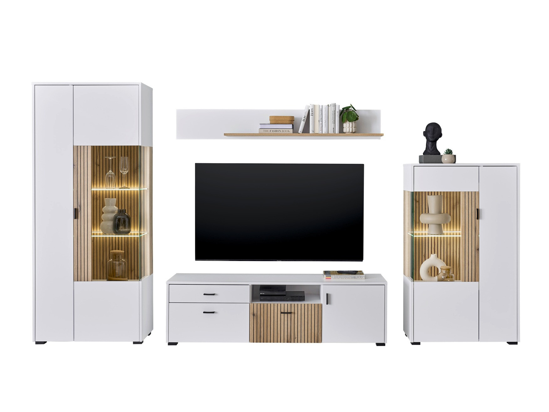 Ensemble de salon Belmelu 118 (Blanc + Chêne)