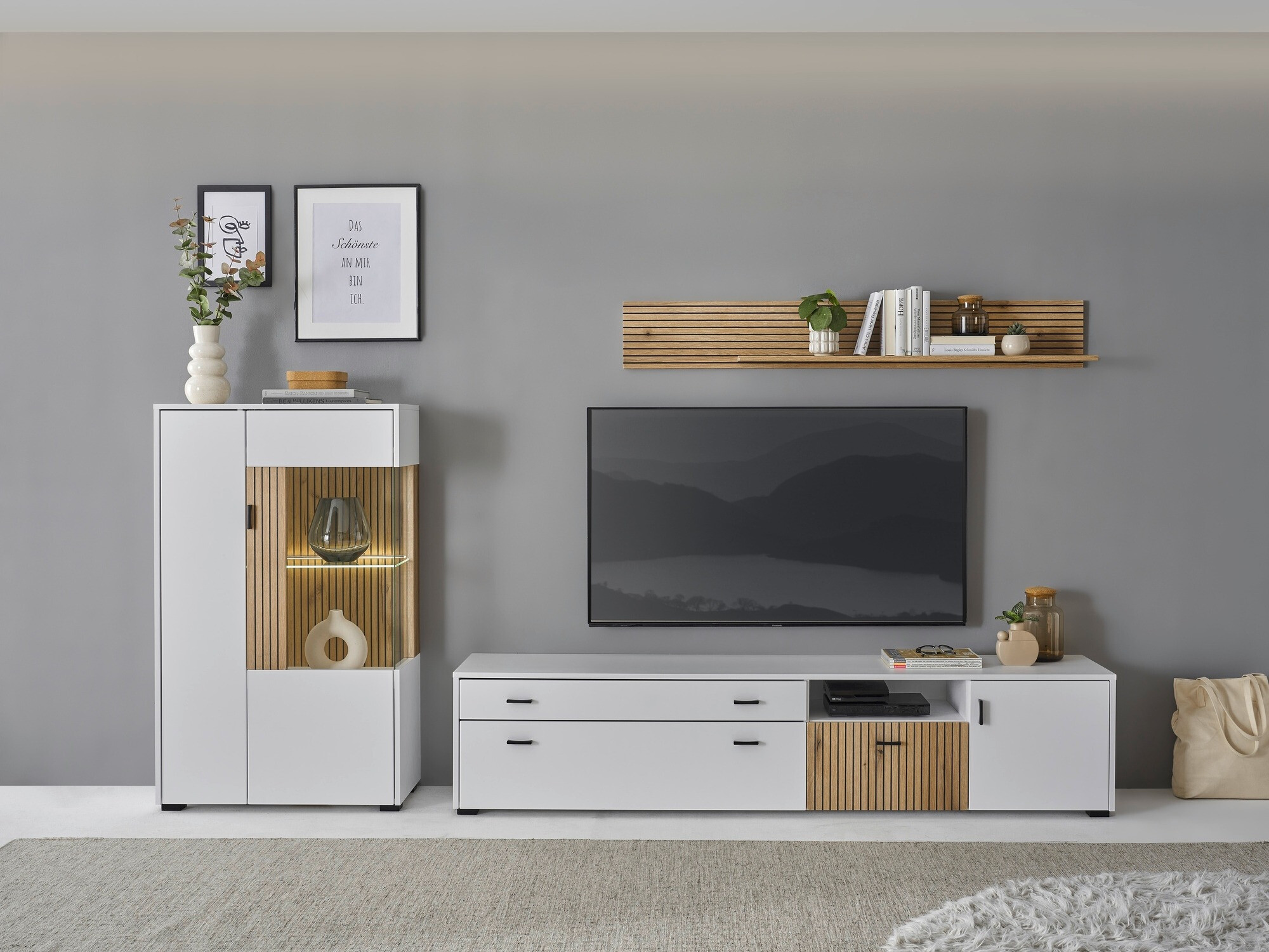 Ensemble de salon Belmelu 119 (Blanc + Chêne)