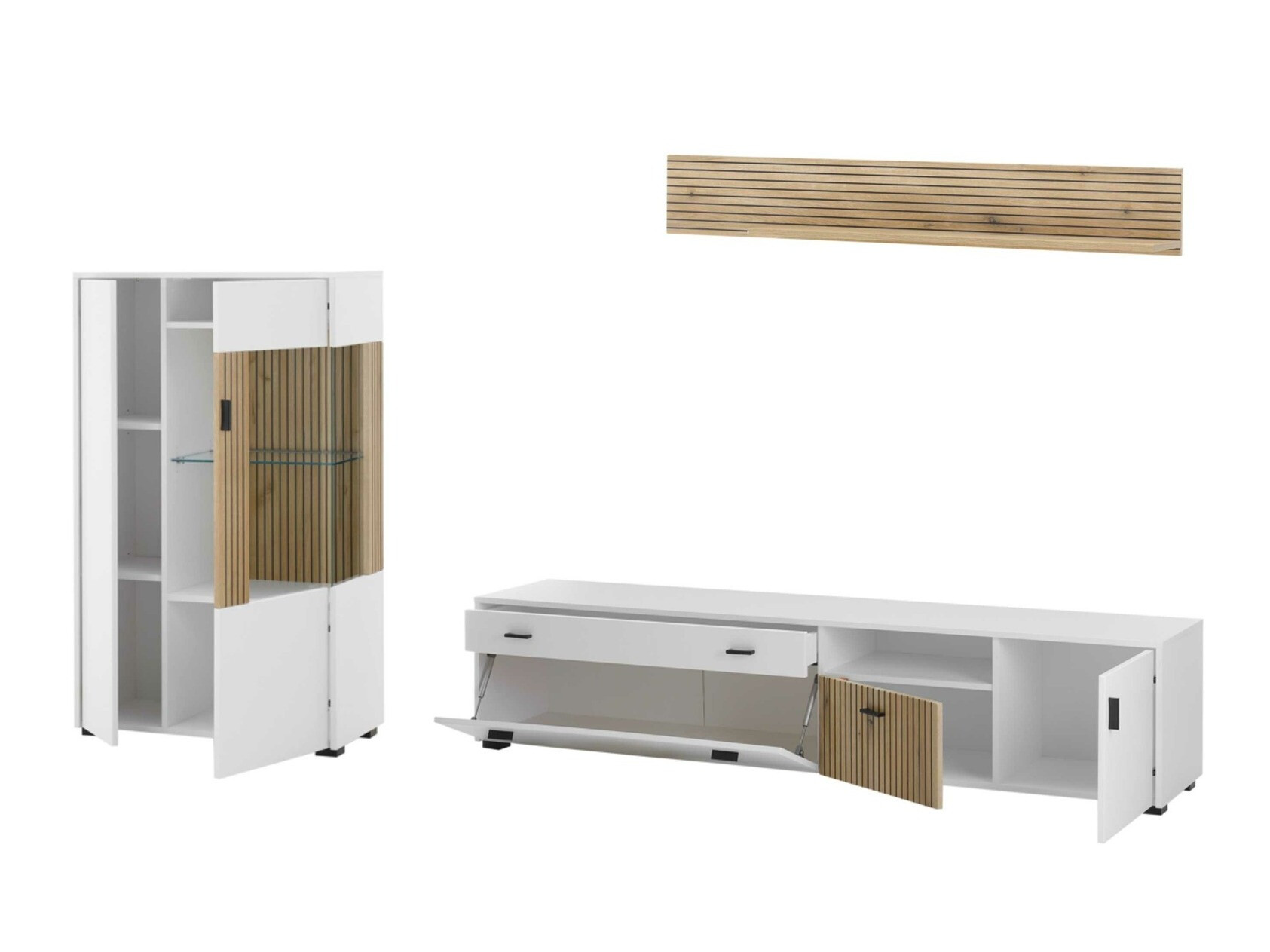 Ensemble de salon Belmelu 119 (Blanc + Chêne)