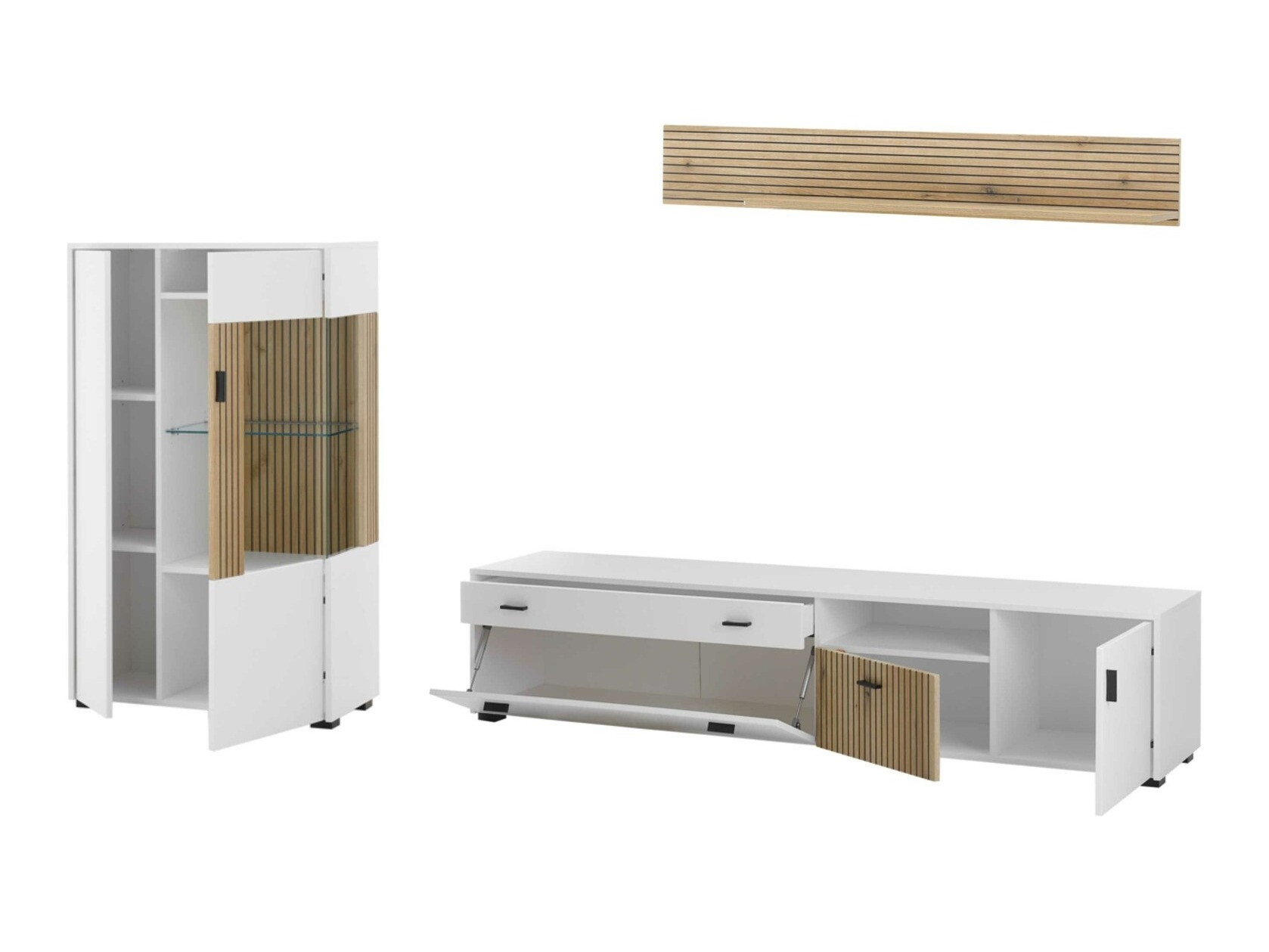 Ensemble de salon Belmelu 119 (Blanc + Chêne)