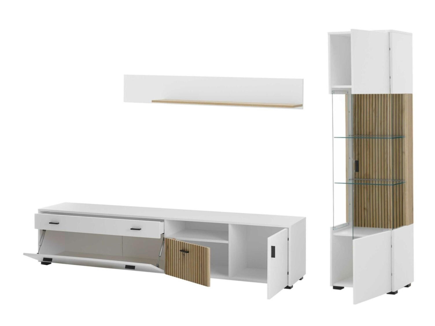 Ensemble de salon Belmelu 121 (Blanc + Chêne)