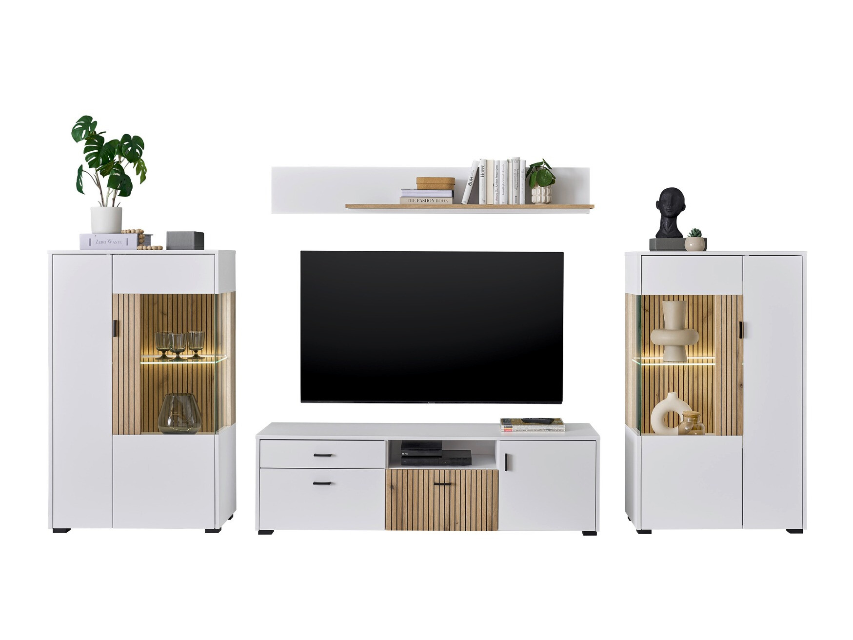 Ensemble de salon Belmelu 122 (Blanc + Chêne)