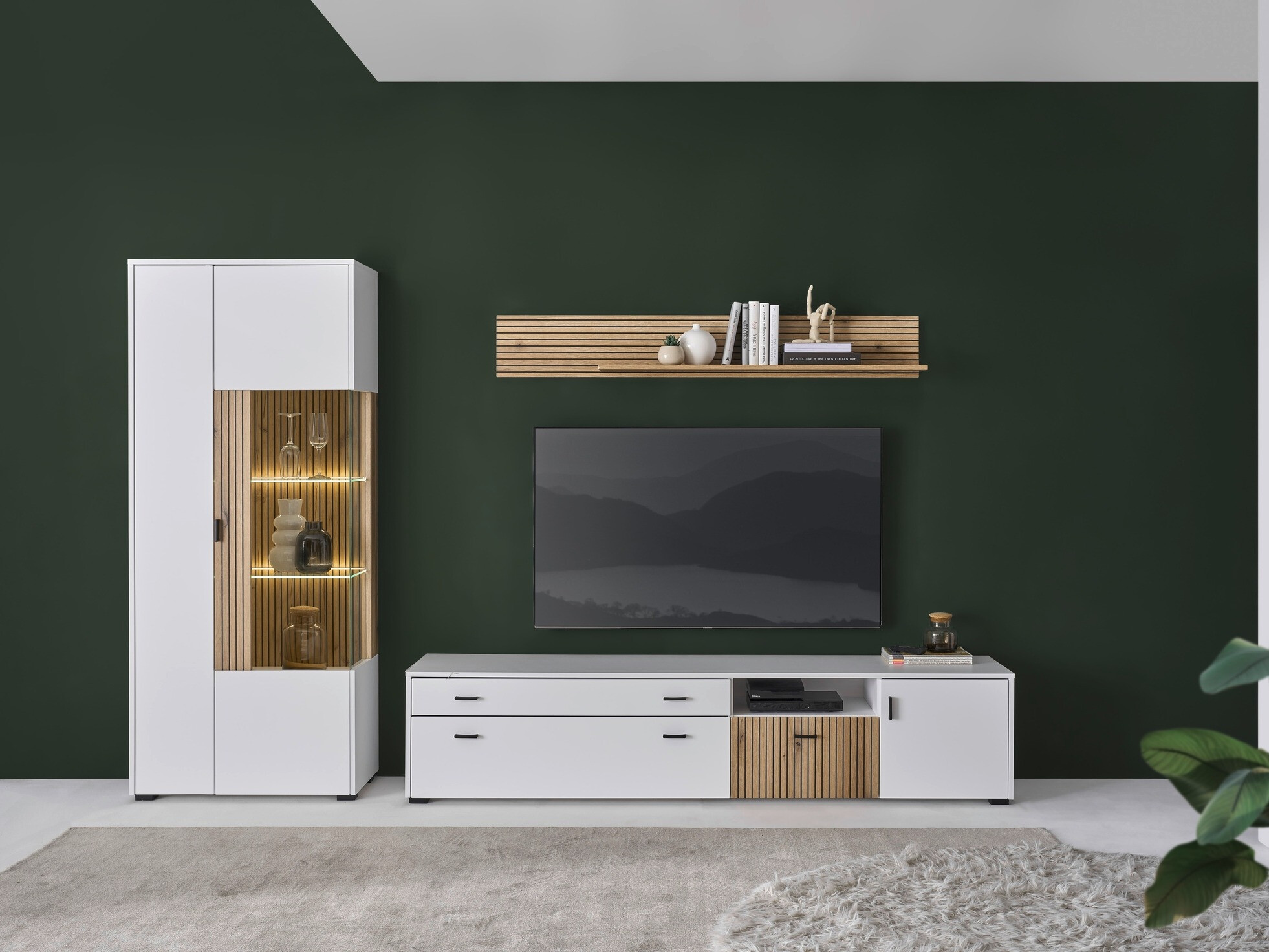 Ensemble de salon Belmelu 123 (Blanc + Chêne)