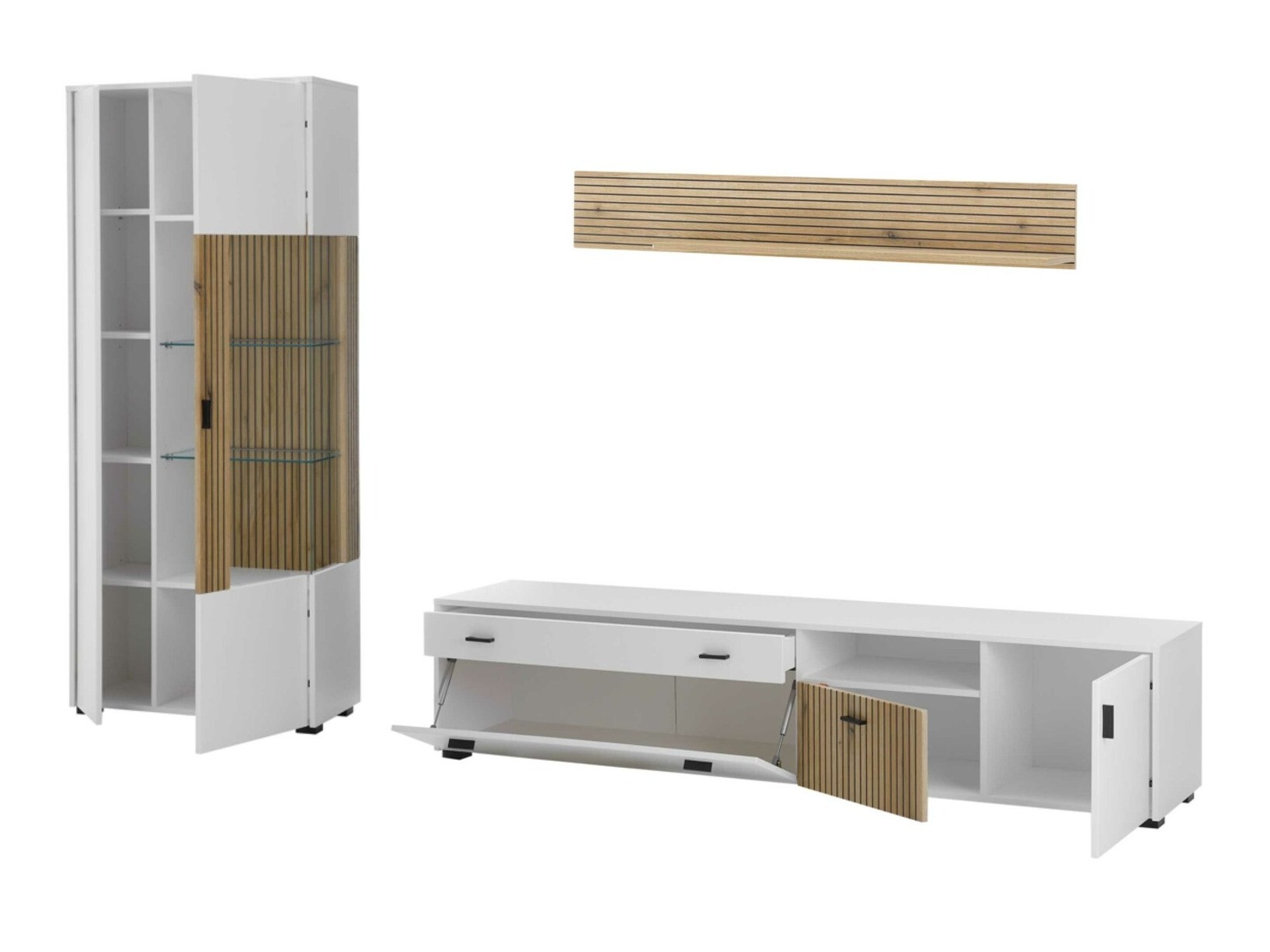 Ensemble de salon Belmelu 123 (Blanc + Chêne)