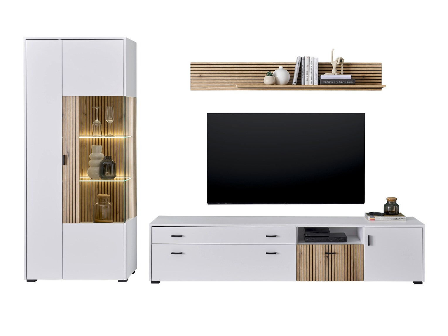 Ensemble de salon Belmelu 123 (Blanc + Chêne)