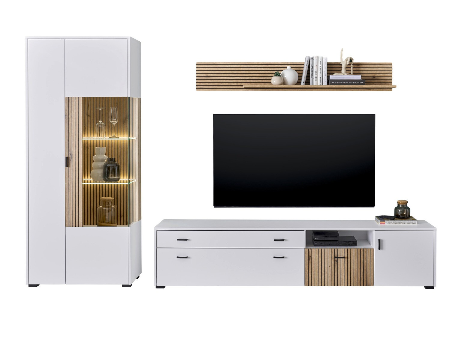 Ensemble de salon Belmelu 123 (Blanc + Chêne)