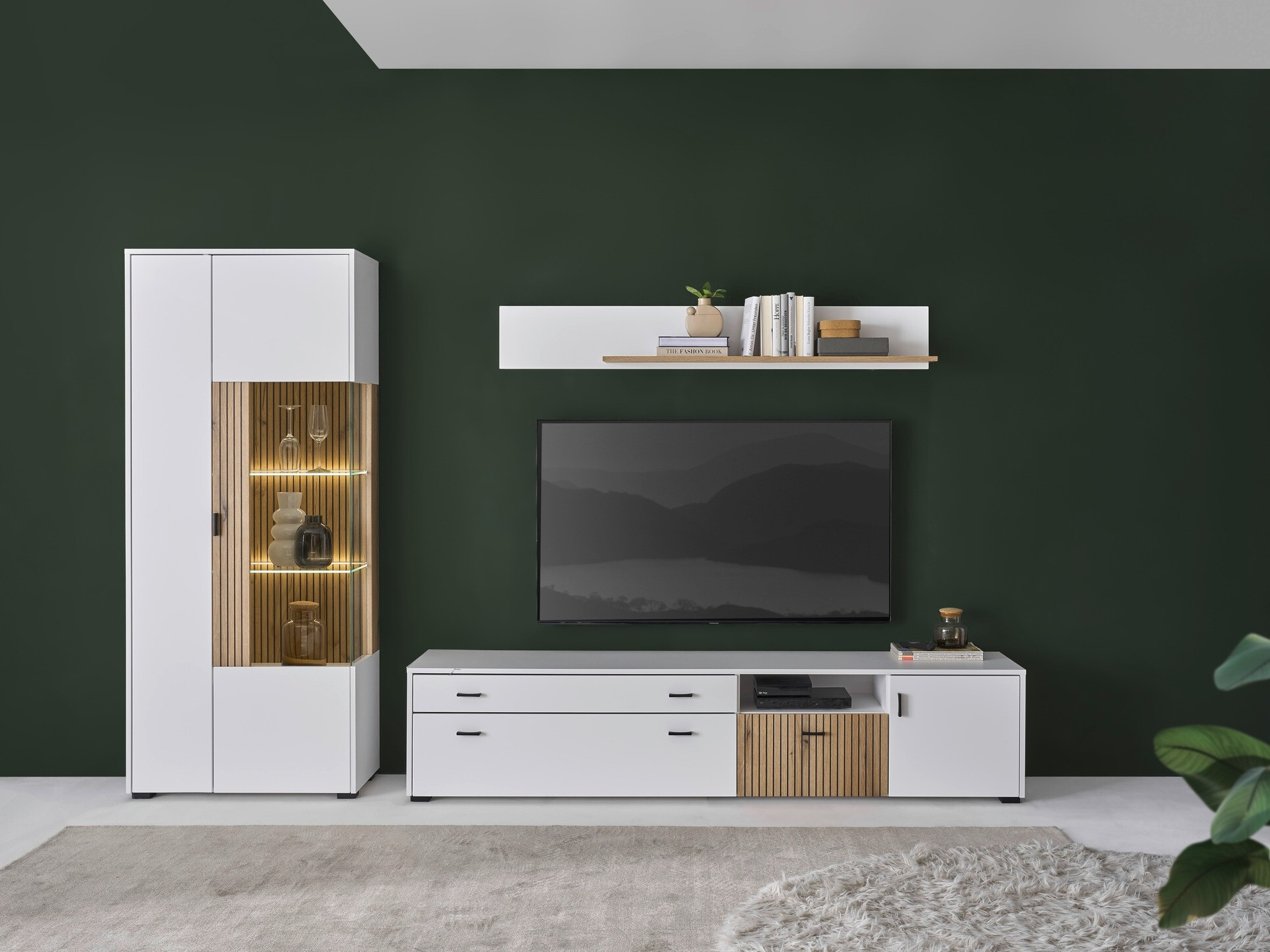 Ensemble de salon Belmelu 124 (Blanc + Chêne)