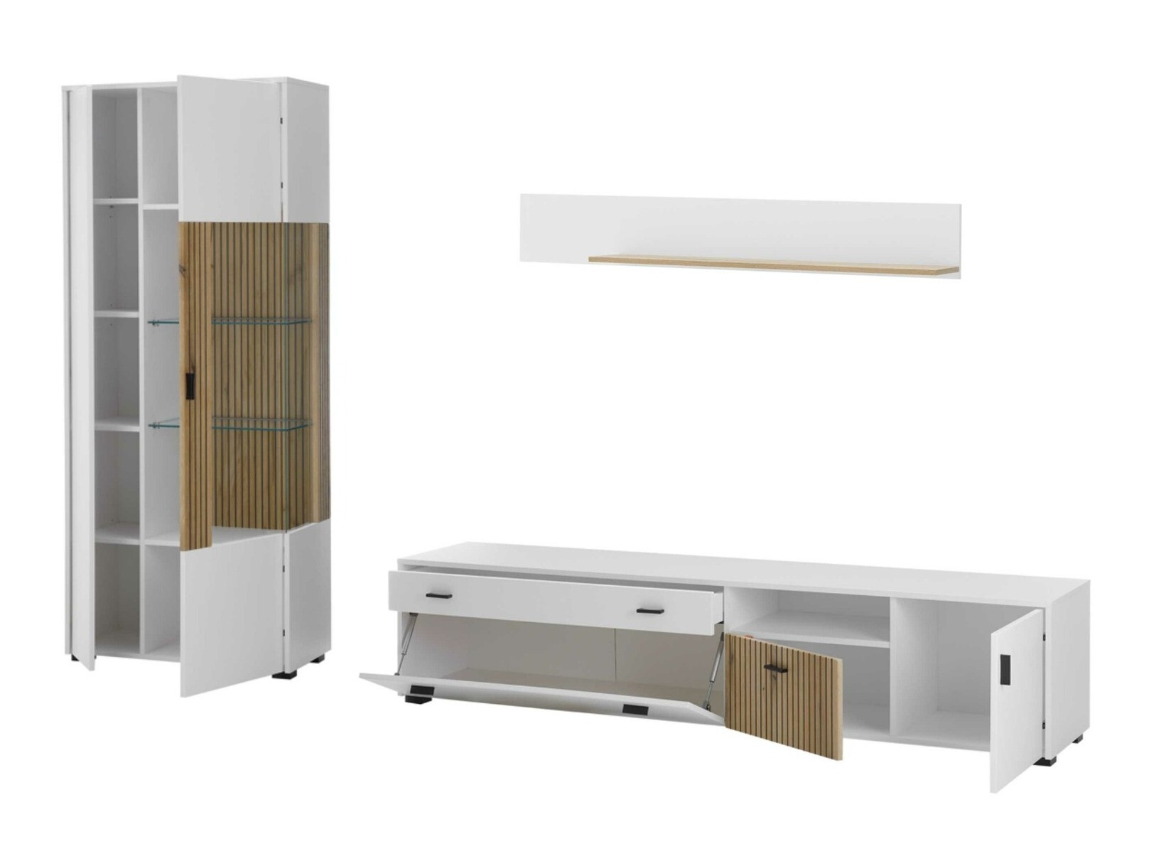 Ensemble de salon Belmelu 124 (Blanc + Chêne)