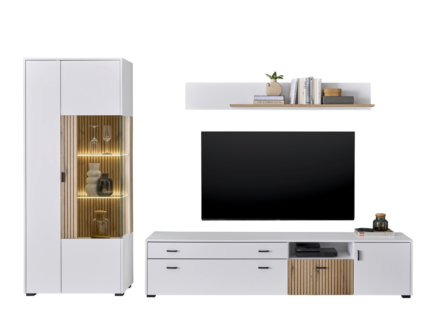 Ensemble de salon Belmelu 124 (Blanc + Chêne)