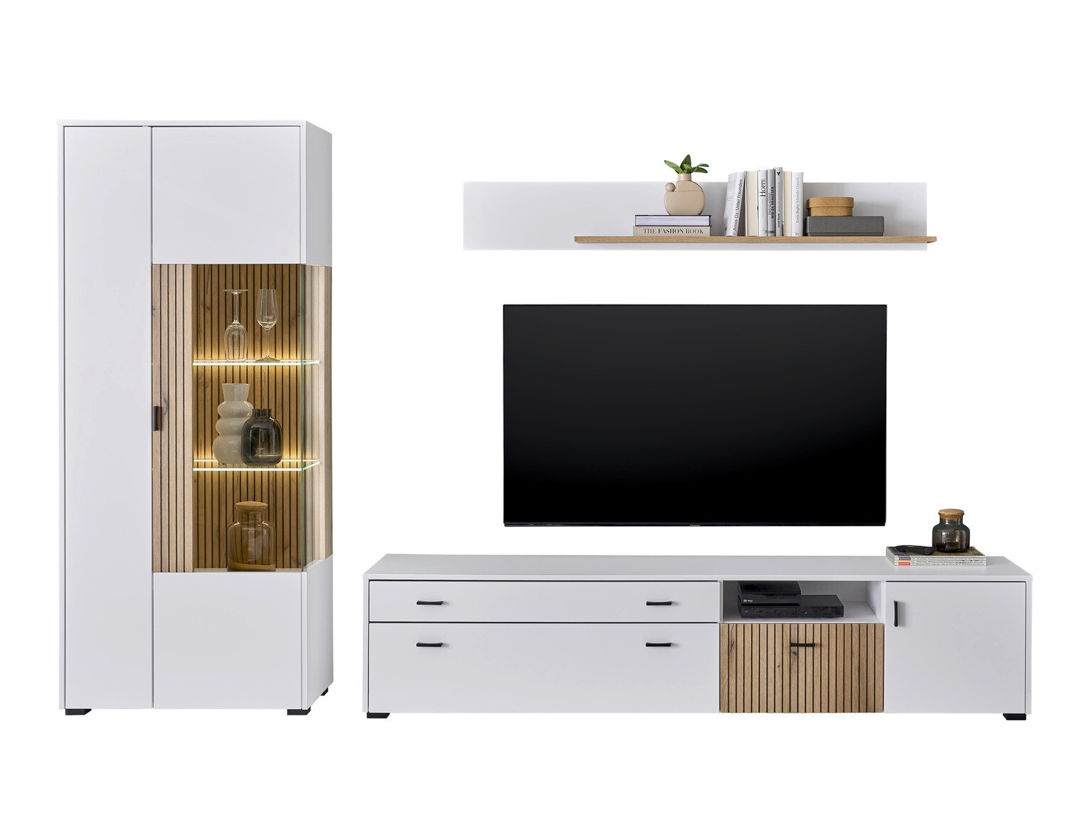 Ensemble de salon Belmelu 124 (Blanc + Chêne)