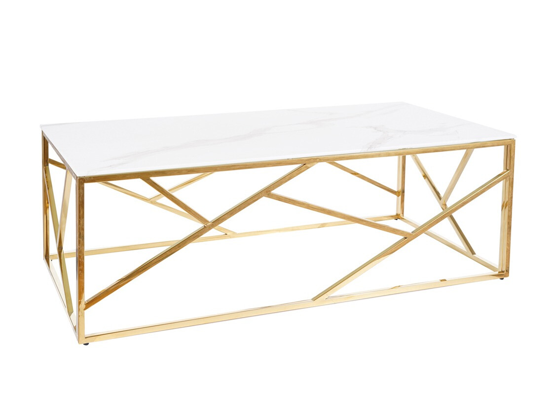 Table basse Detroit 457 (Doré + Marbre blanc)