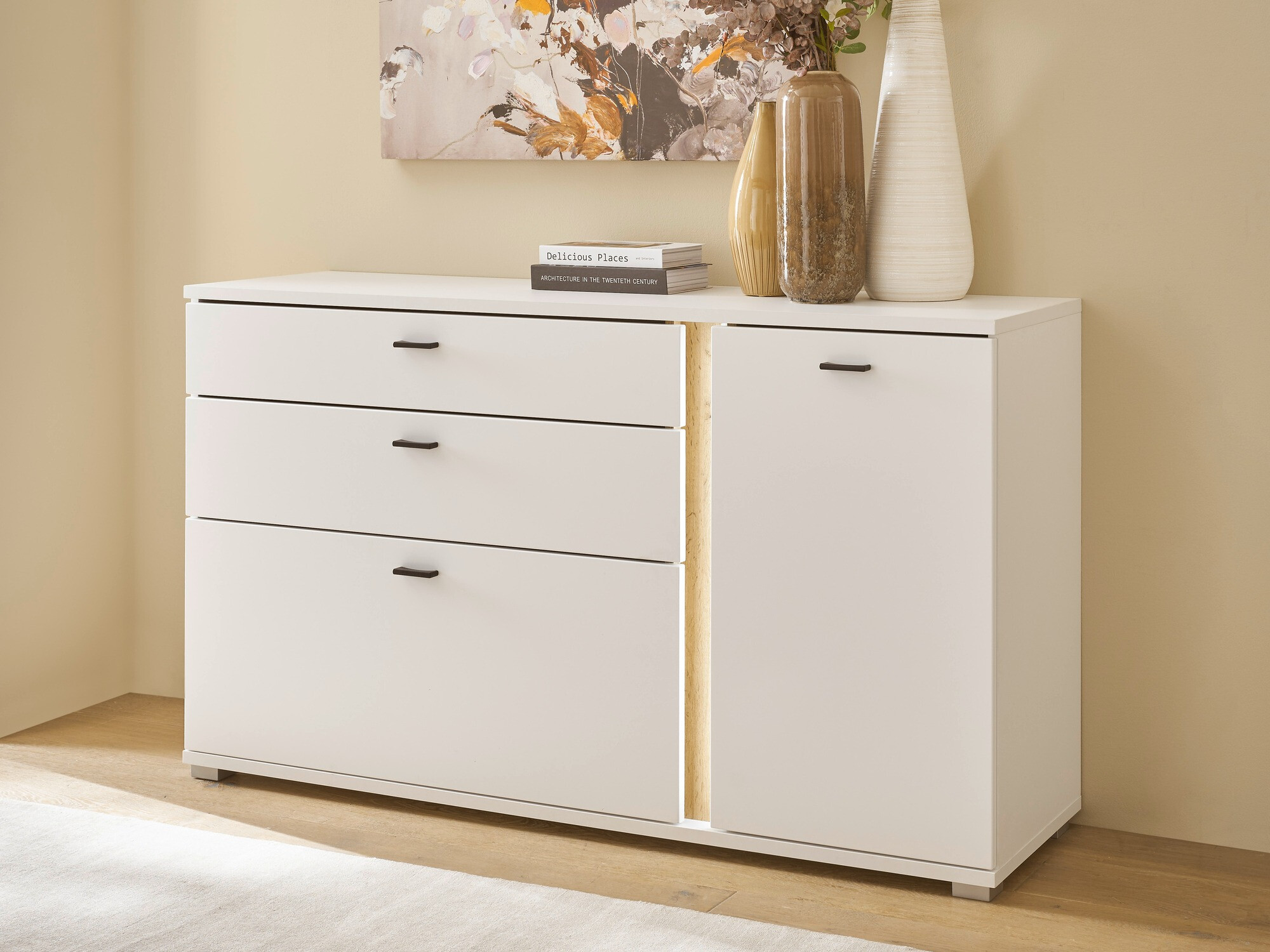 Commode Avimavi 106 (Blanc + Chêne wotan)