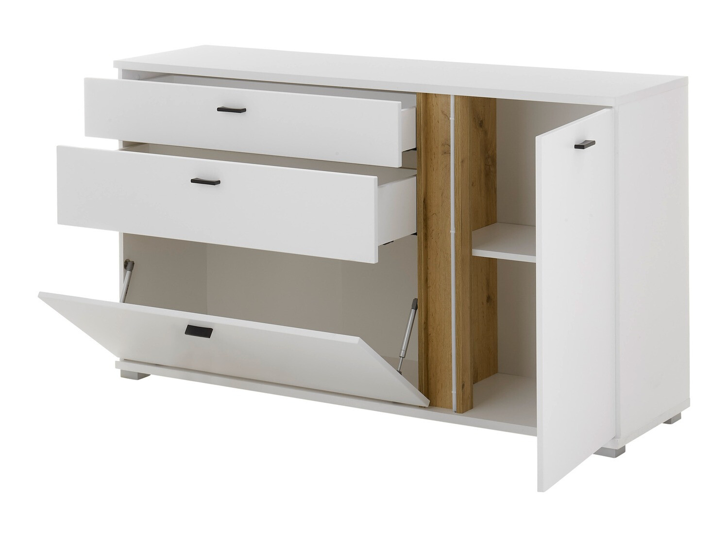 Commode Avimavi 106 (Blanc + Chêne wotan)