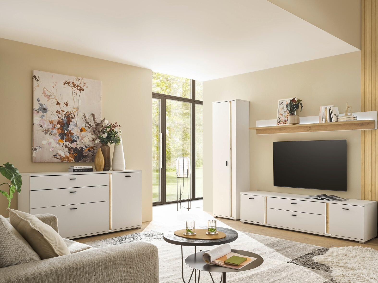 Commode Avimavi 106 (Blanc + Chêne wotan)