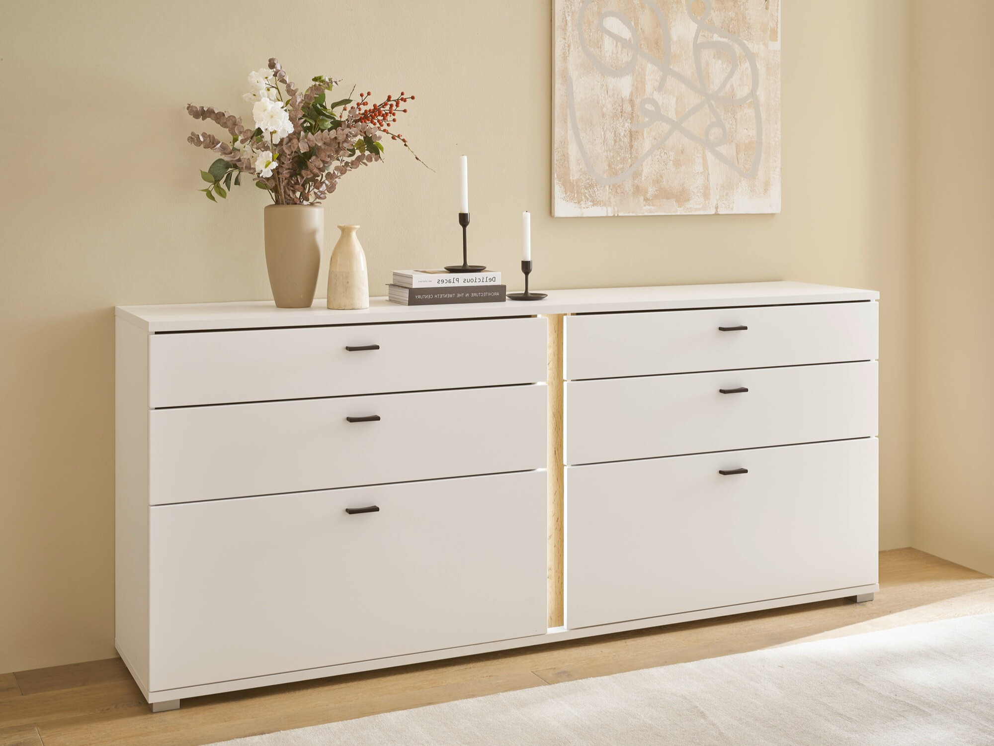 Commode Avimavi 107 (Blanc + Chêne wotan)