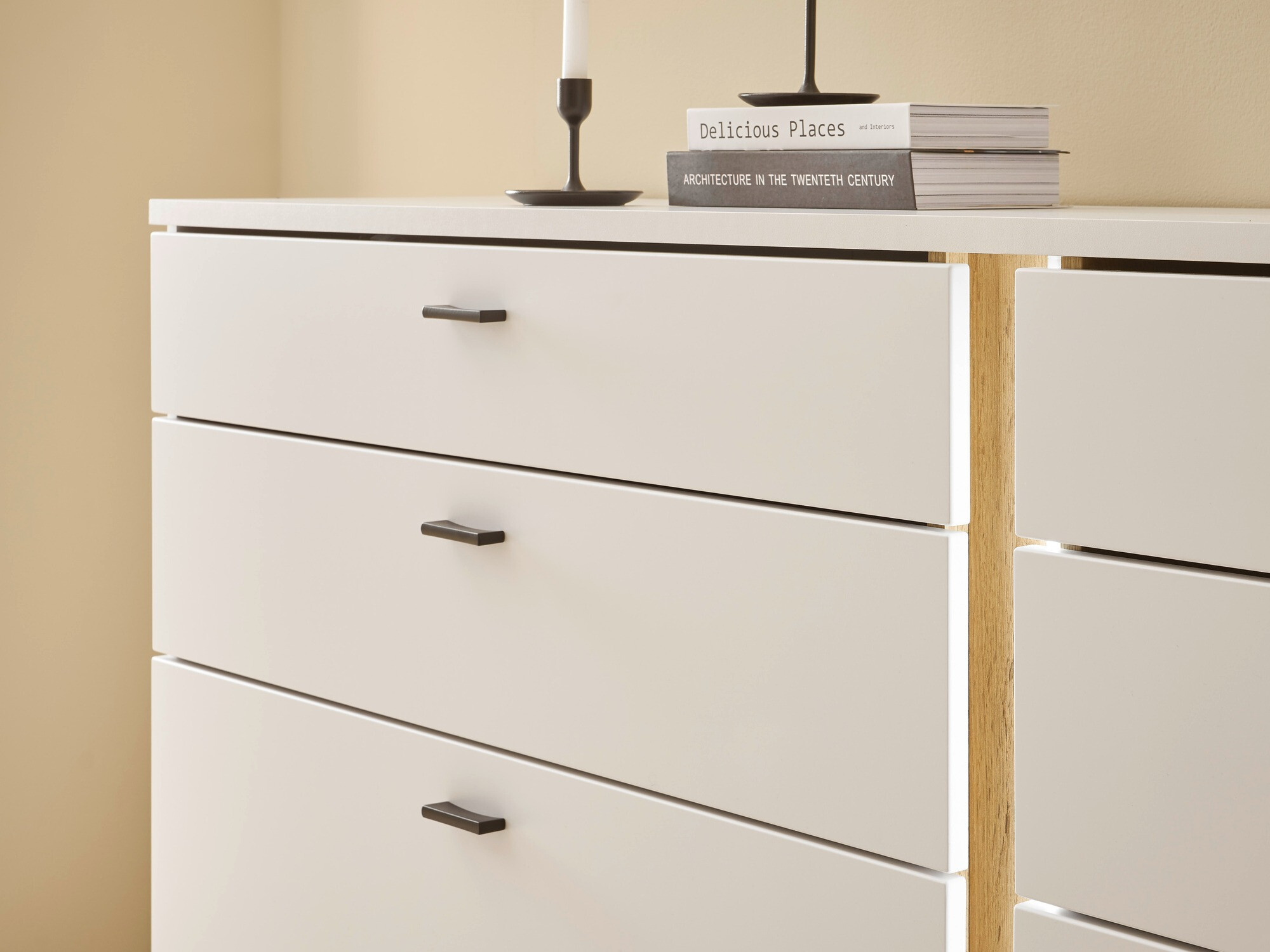 Commode Avimavi 107 (Blanc + Chêne wotan)