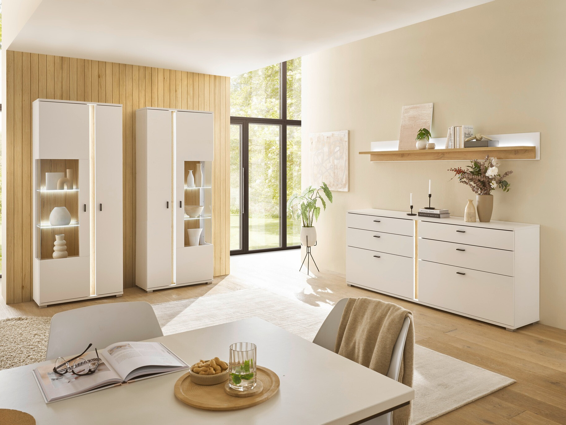 Commode Avimavi 107 (Blanc + Chêne wotan)