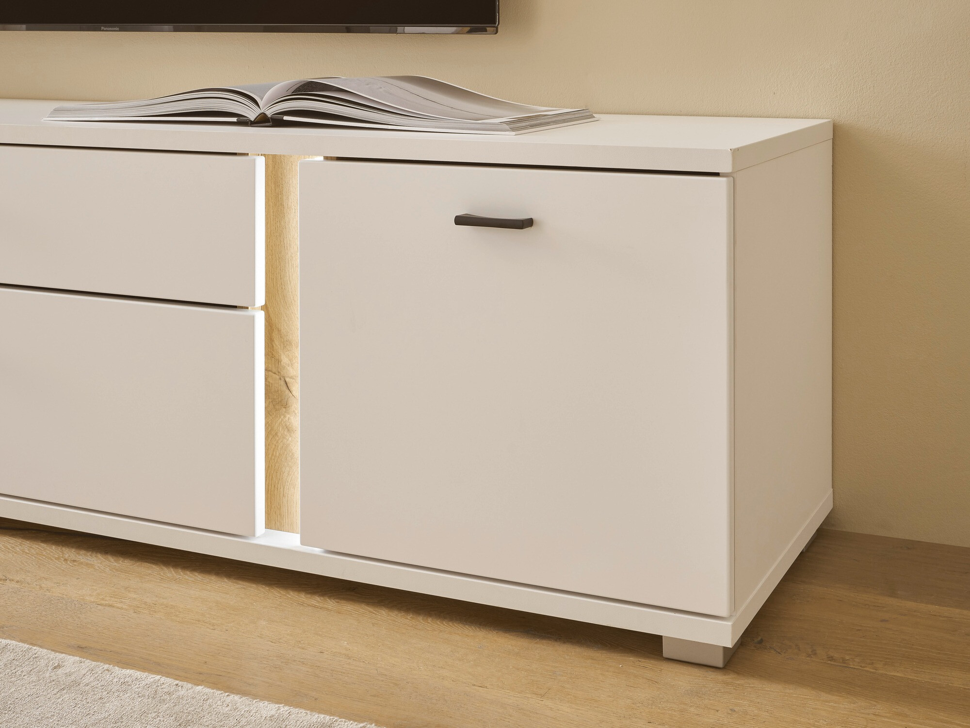 Meuble TV Avimavi 105 (Blanc + Chêne wotan)