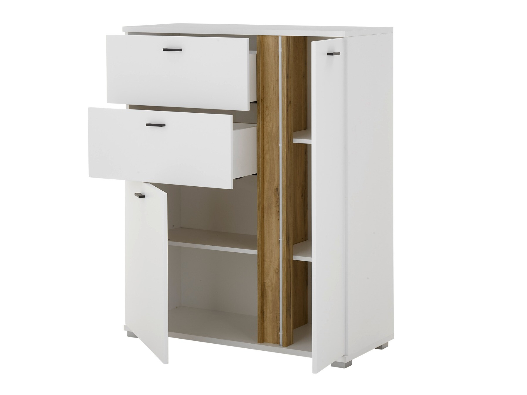 Commode Avimavi 108 (Blanc + Chêne wotan)