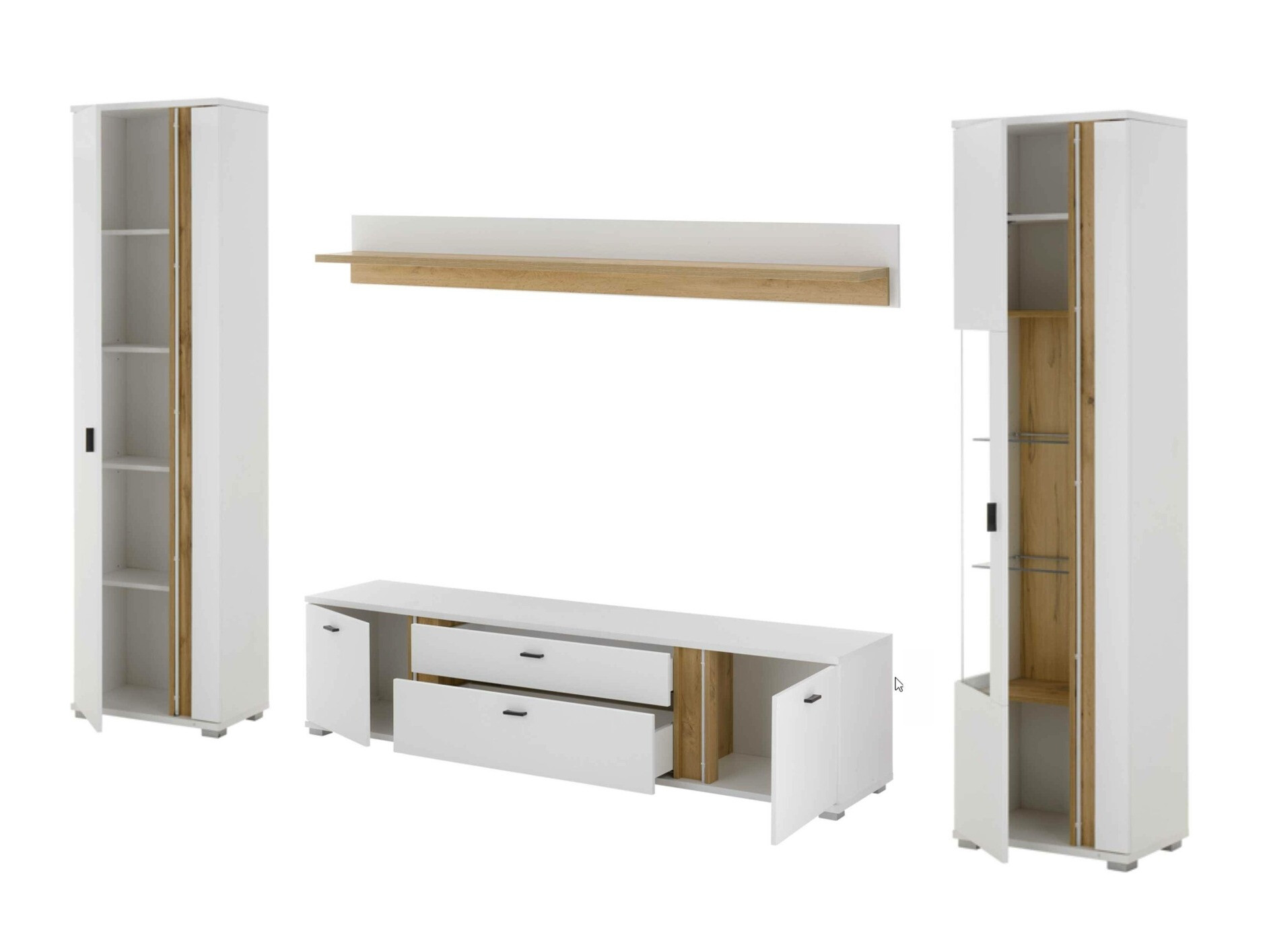 Ensemble de salon Avimavi 118 (Blanc + Chêne wotan)