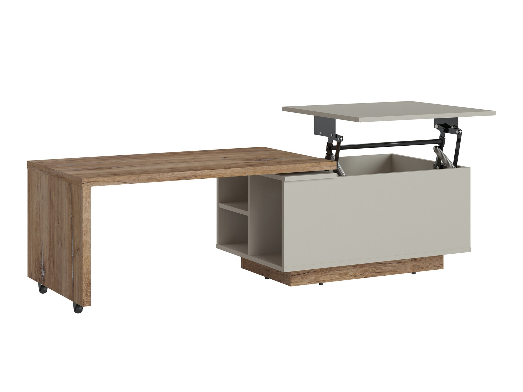 Transforming table basse Ontario 133 (Gris + Chêne foncé)