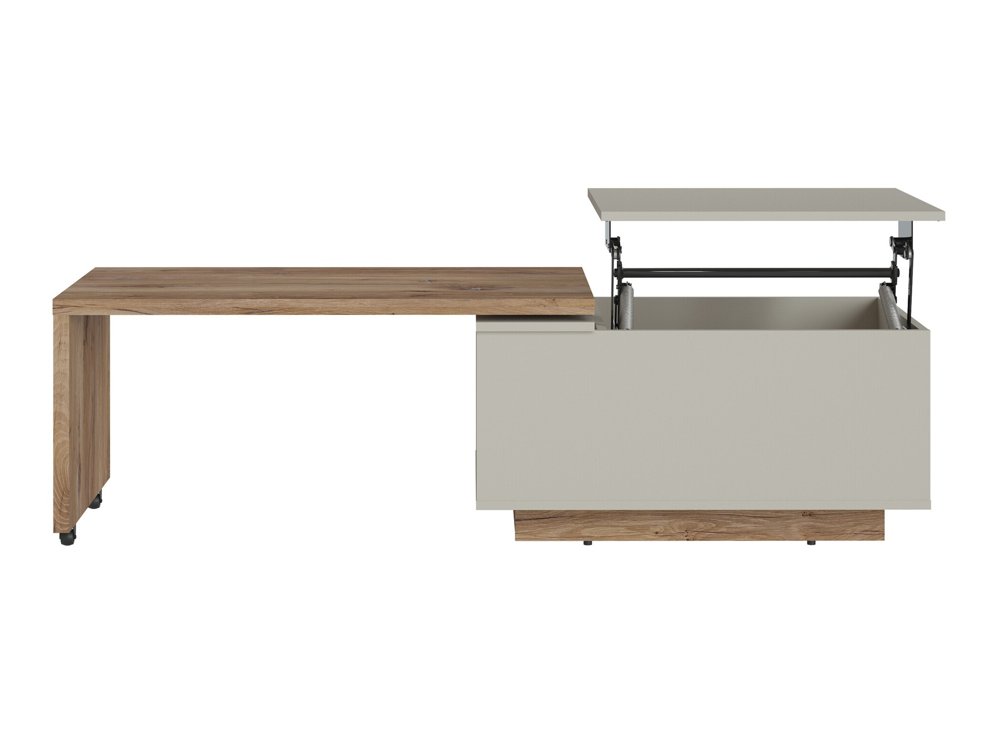 Transforming table basse Ontario 133 (Gris + Chêne foncé)
