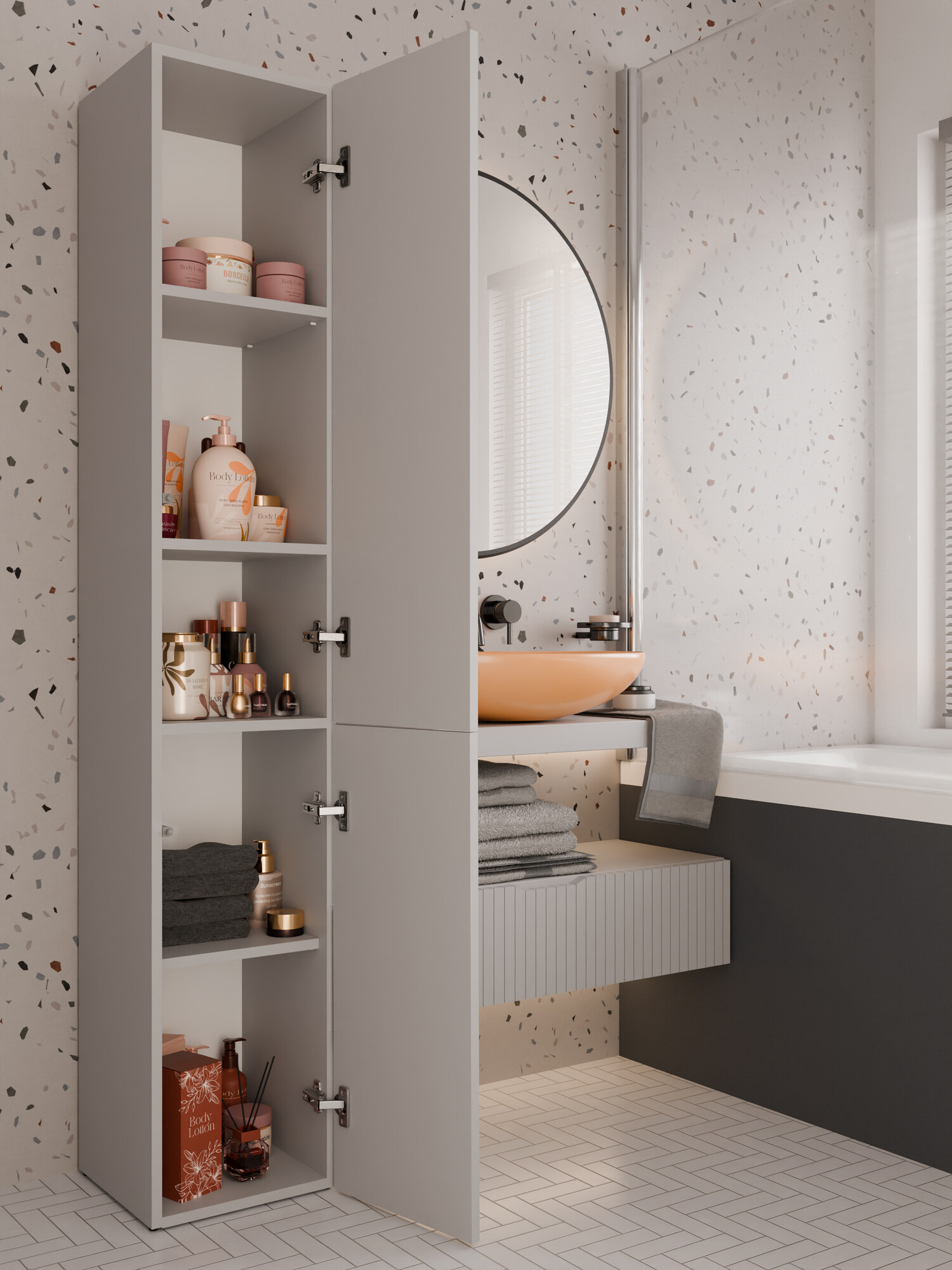 Armoire de bain à poser Nolmaru 110 (Cachemire)