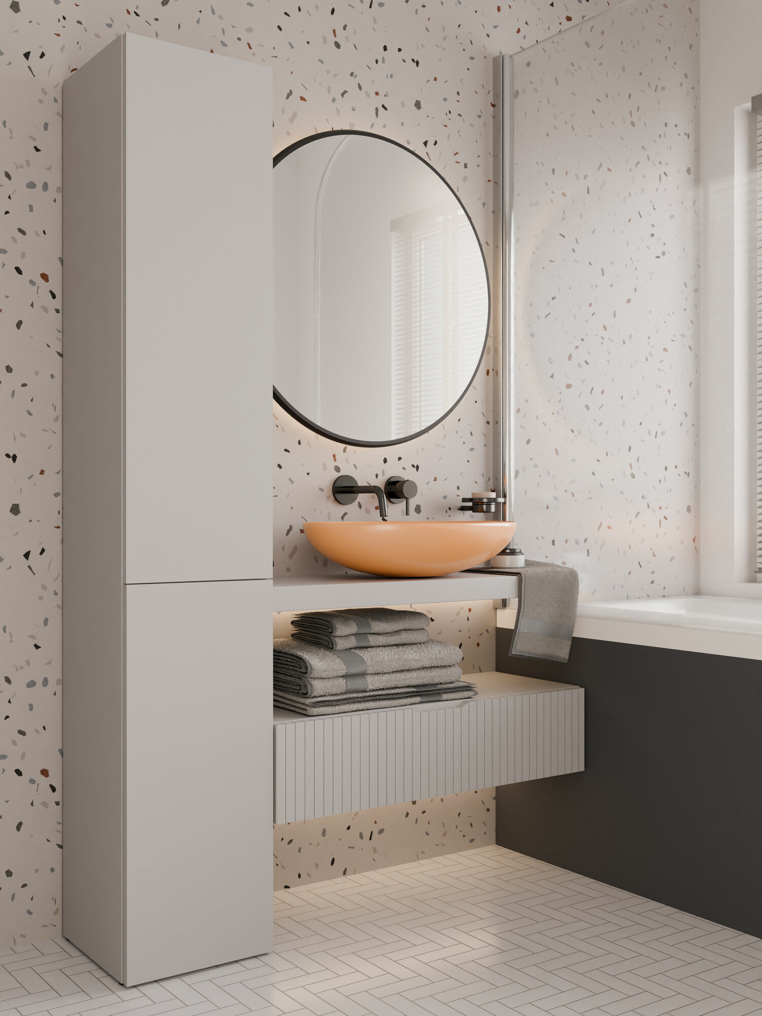 Armoire de bain indépendante Nolmaru 110 (Cachemire)