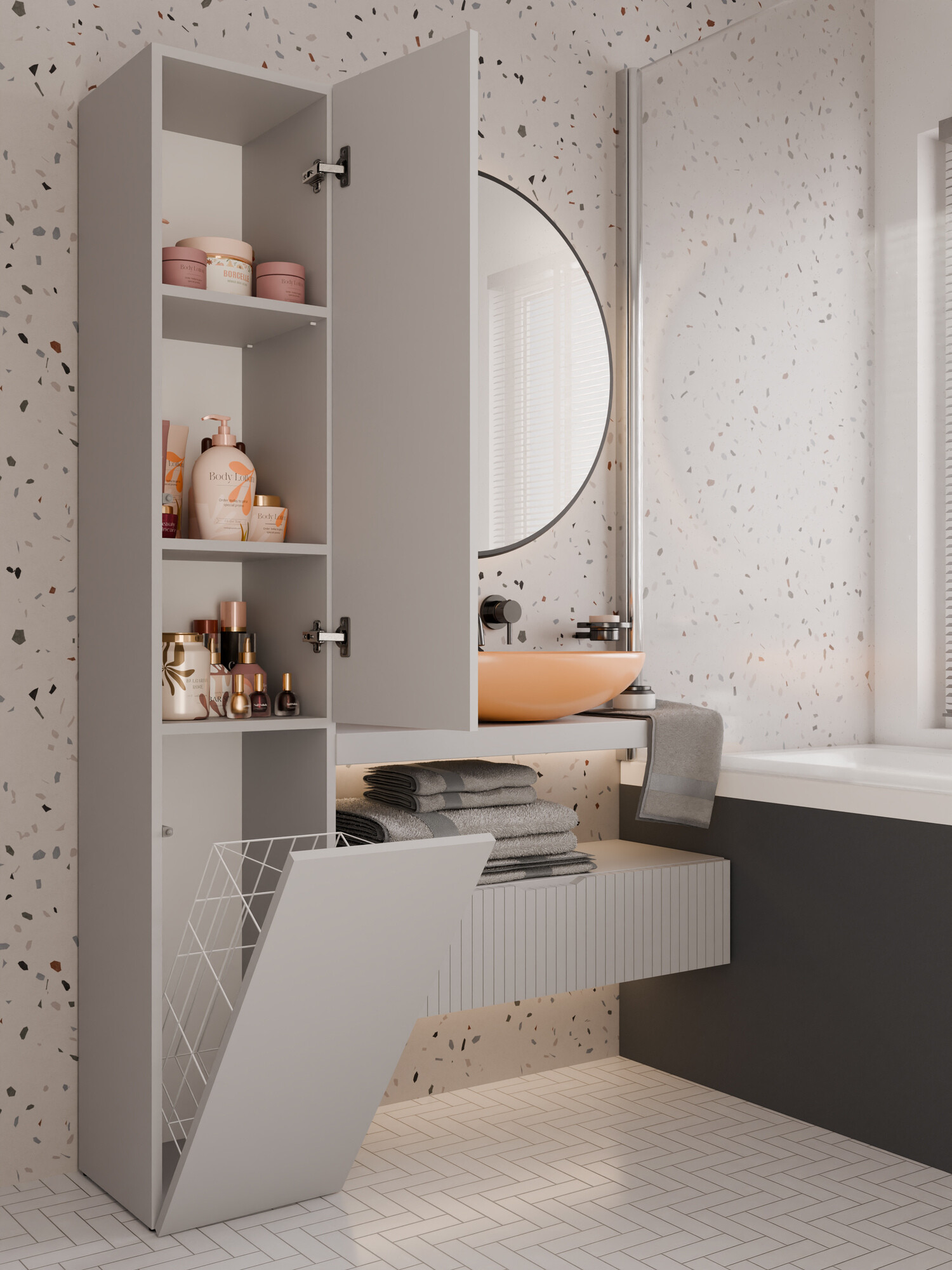 Armoire de bain indépendante Nolmaru 111 (Cachemire)